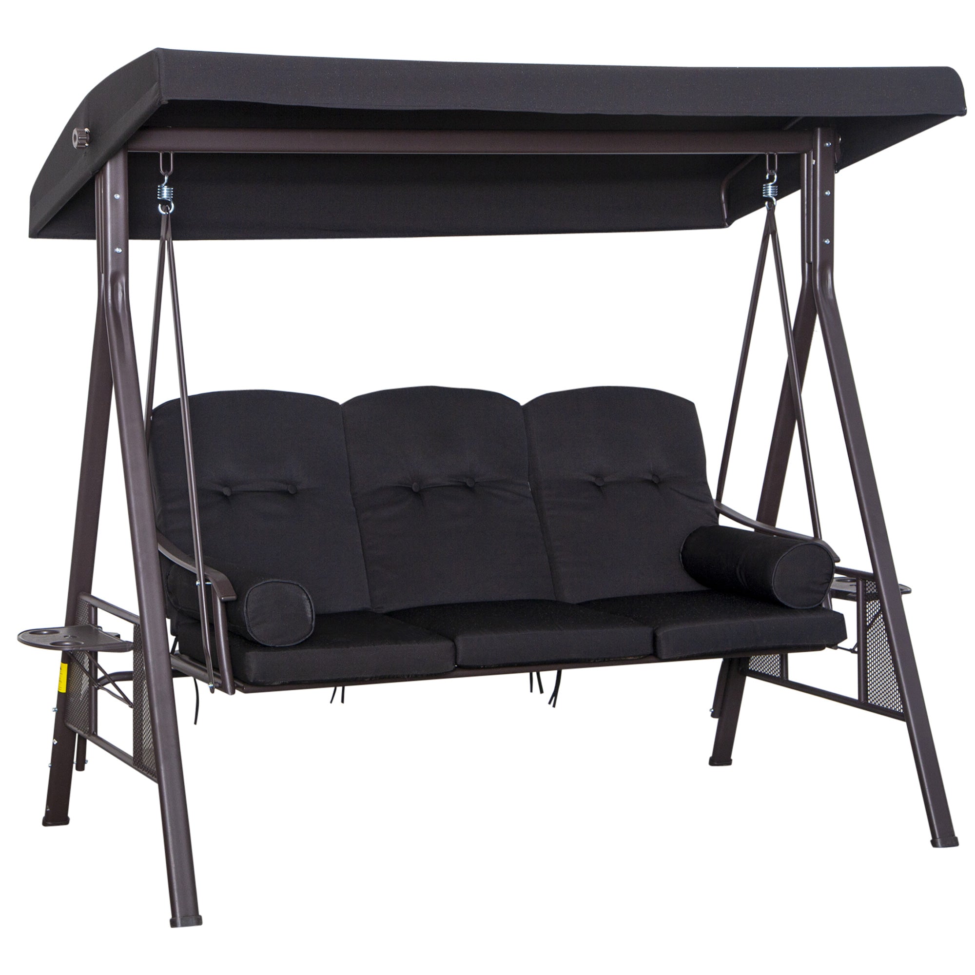 Banco Baloiço de Jardim 3 Lugares Preto 206x116x183 cm