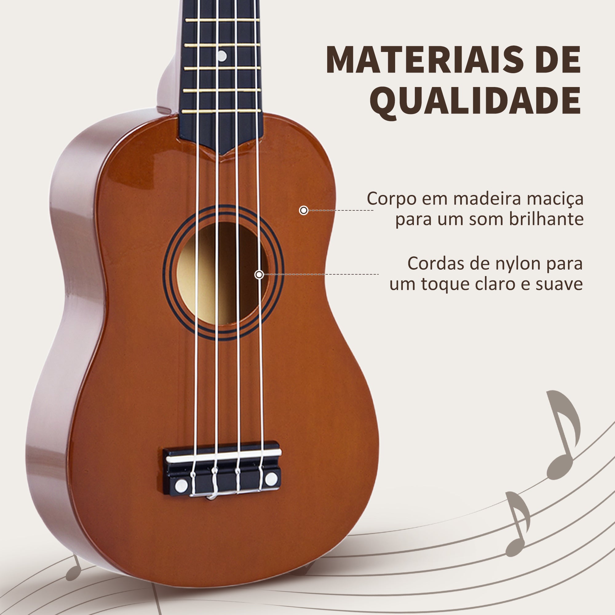 Ukelele Soprano 21 Polegadas Marrom 53x17,5x6,2 cm