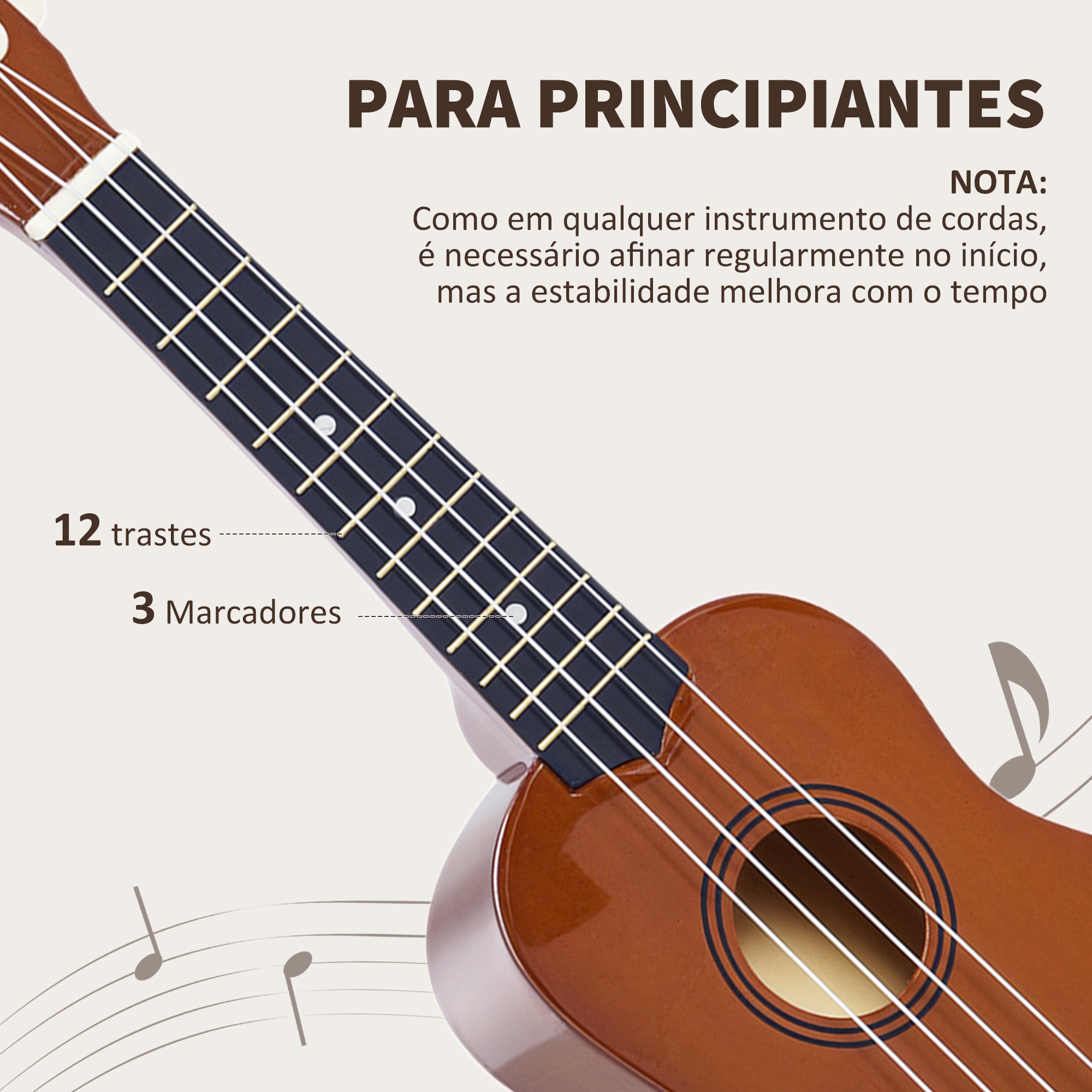 Ukelele Soprano 21 Polegadas Marrom 53x17,5x6,2 cm