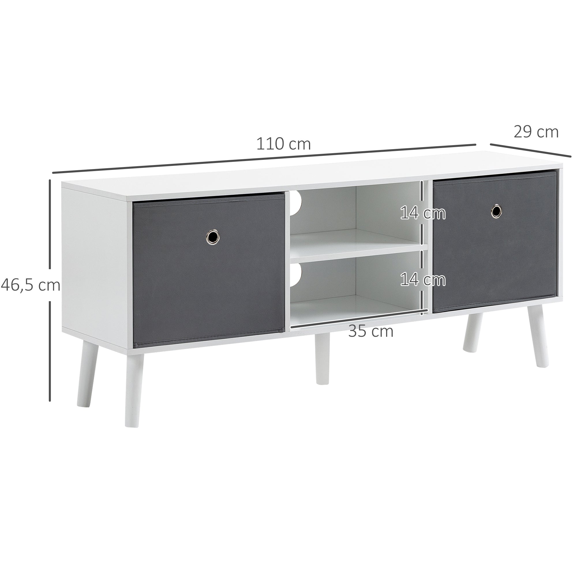 Móvel de TV Moderno Branco e Cinza 110x29x46.5cm