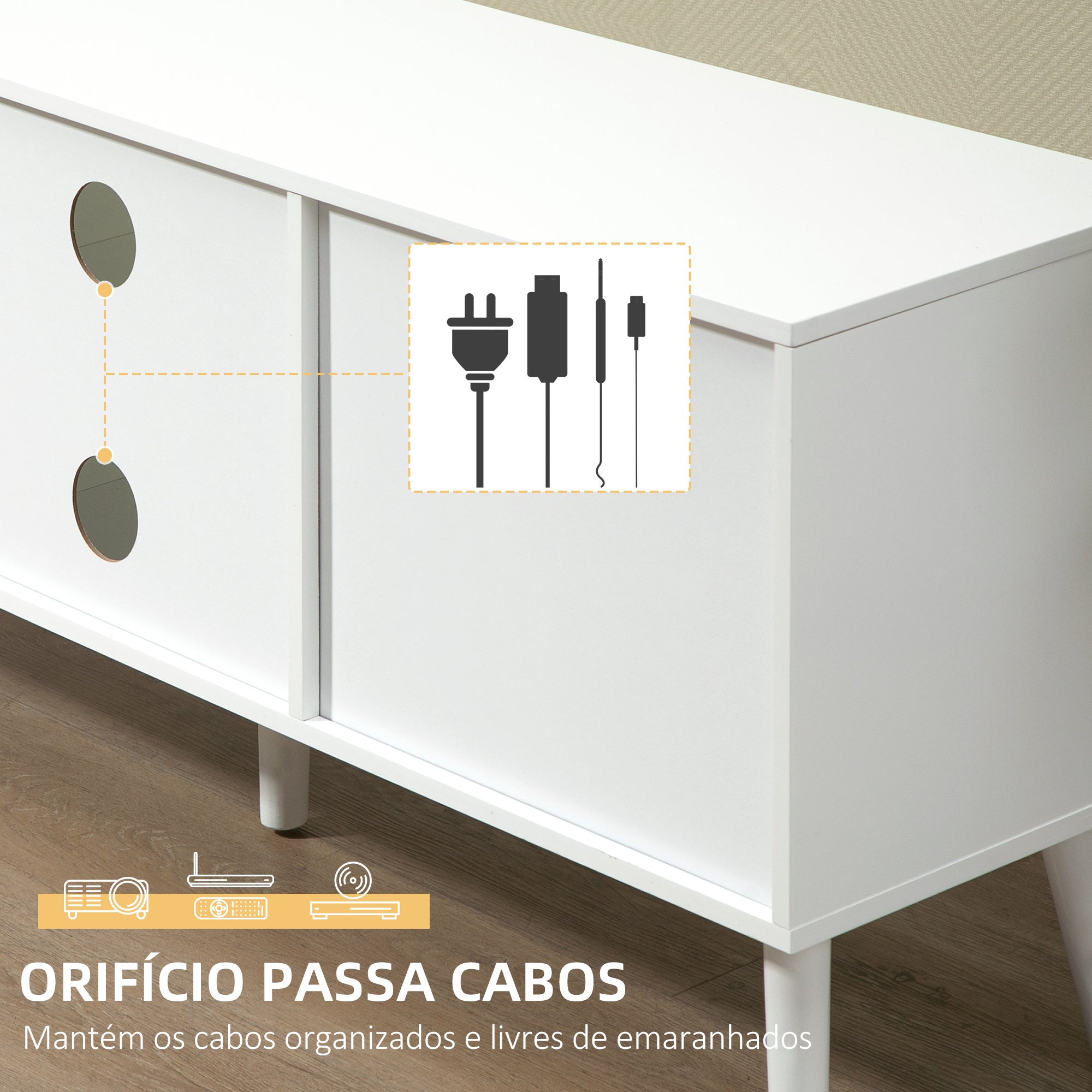 Móvel de TV Moderno Branco e Cinza 110x29x46.5cm