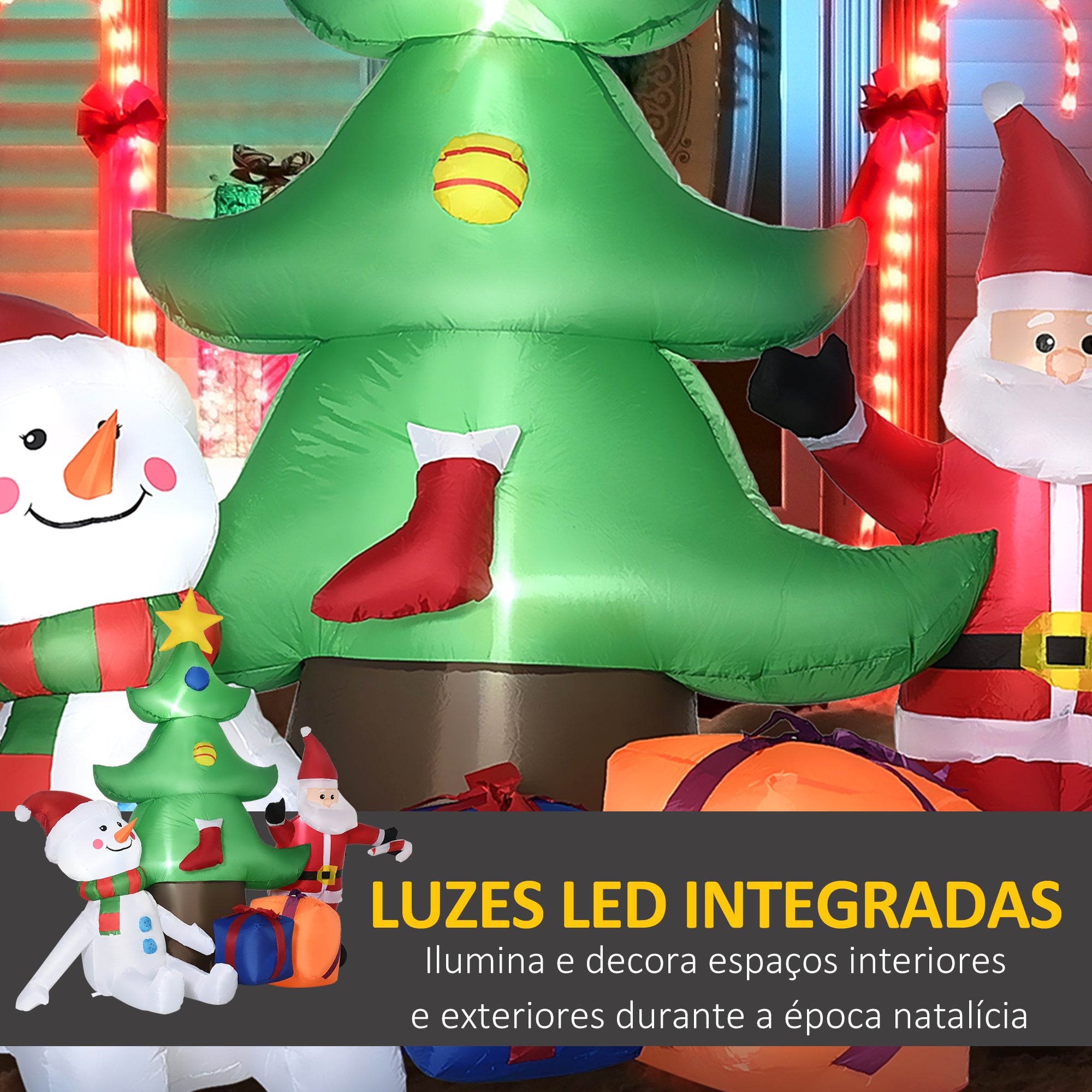 Árvore de Natal Insuflável 210x92x190 cm Multicolorido