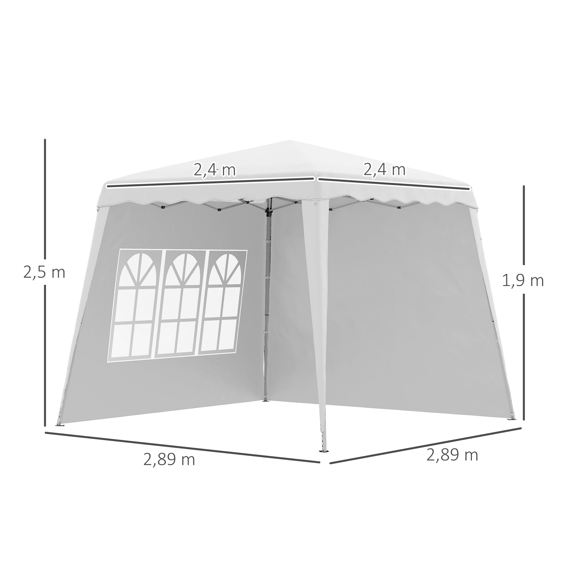 Tenda Dobrável – 240x240x250 cm – Branca – Aço e Tecido Oxford