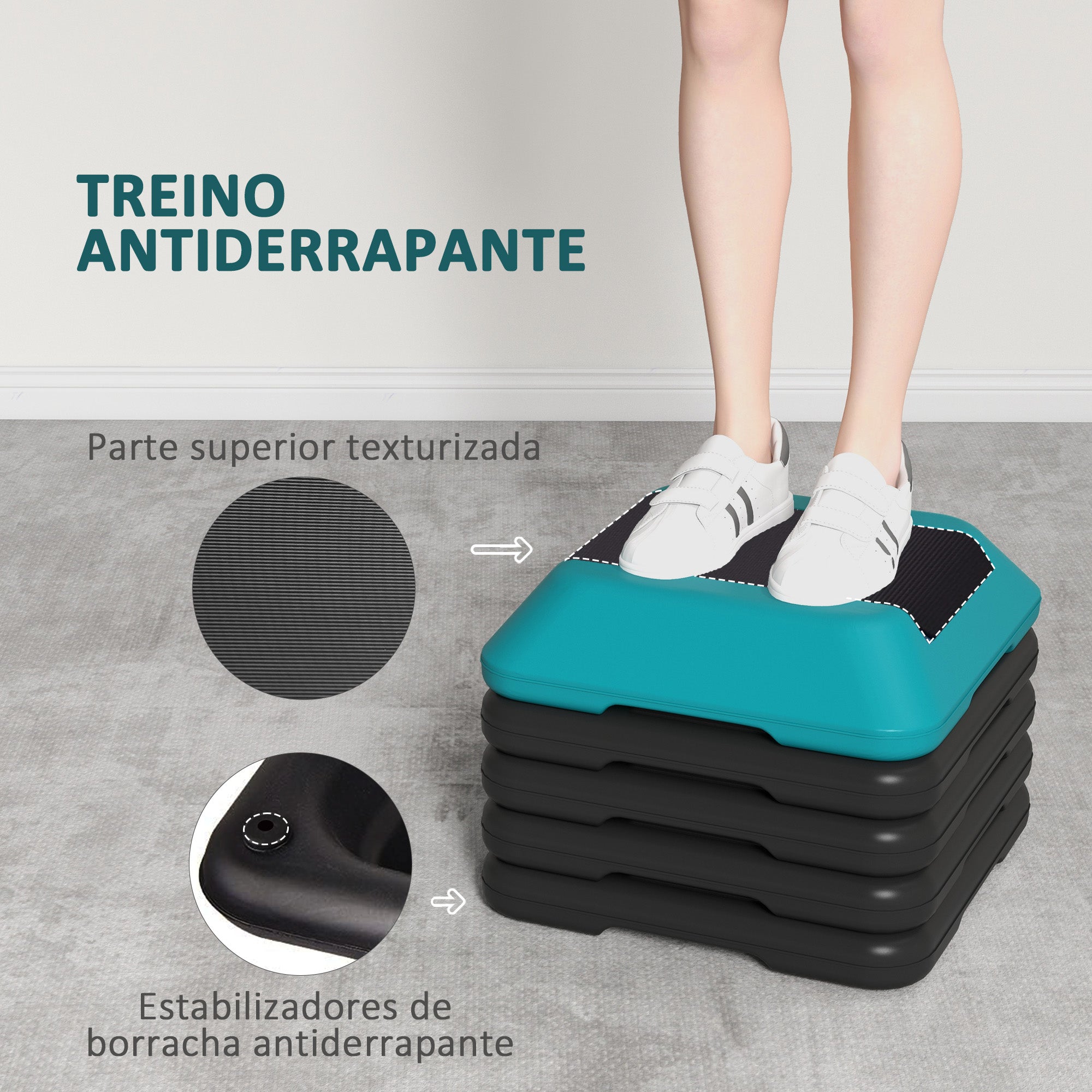 Plataforma Step Aeróbico Antideslizante Azul 40x40x30 cm