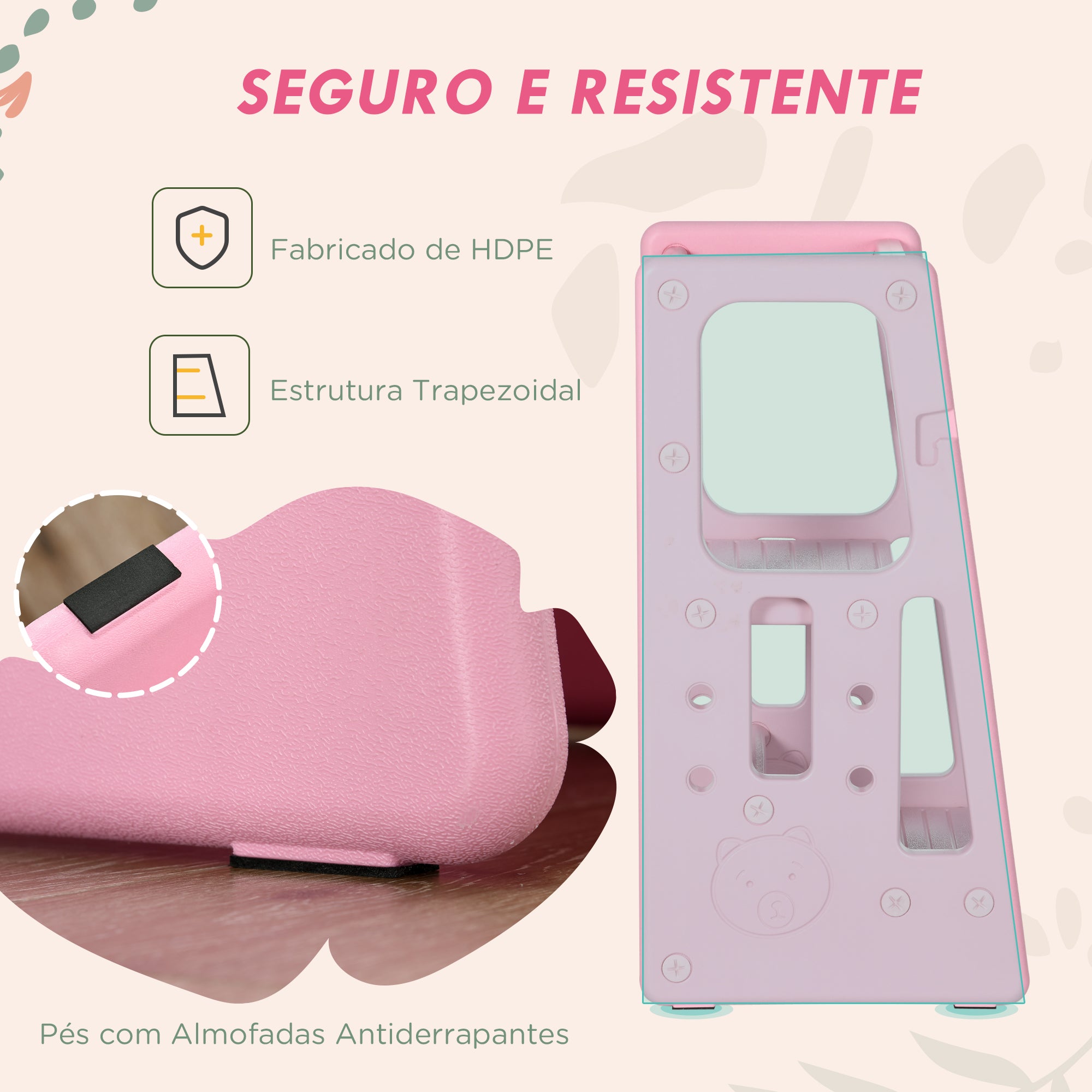 Banco Infantil Altura Ajustável 47x47x90cm Rosa