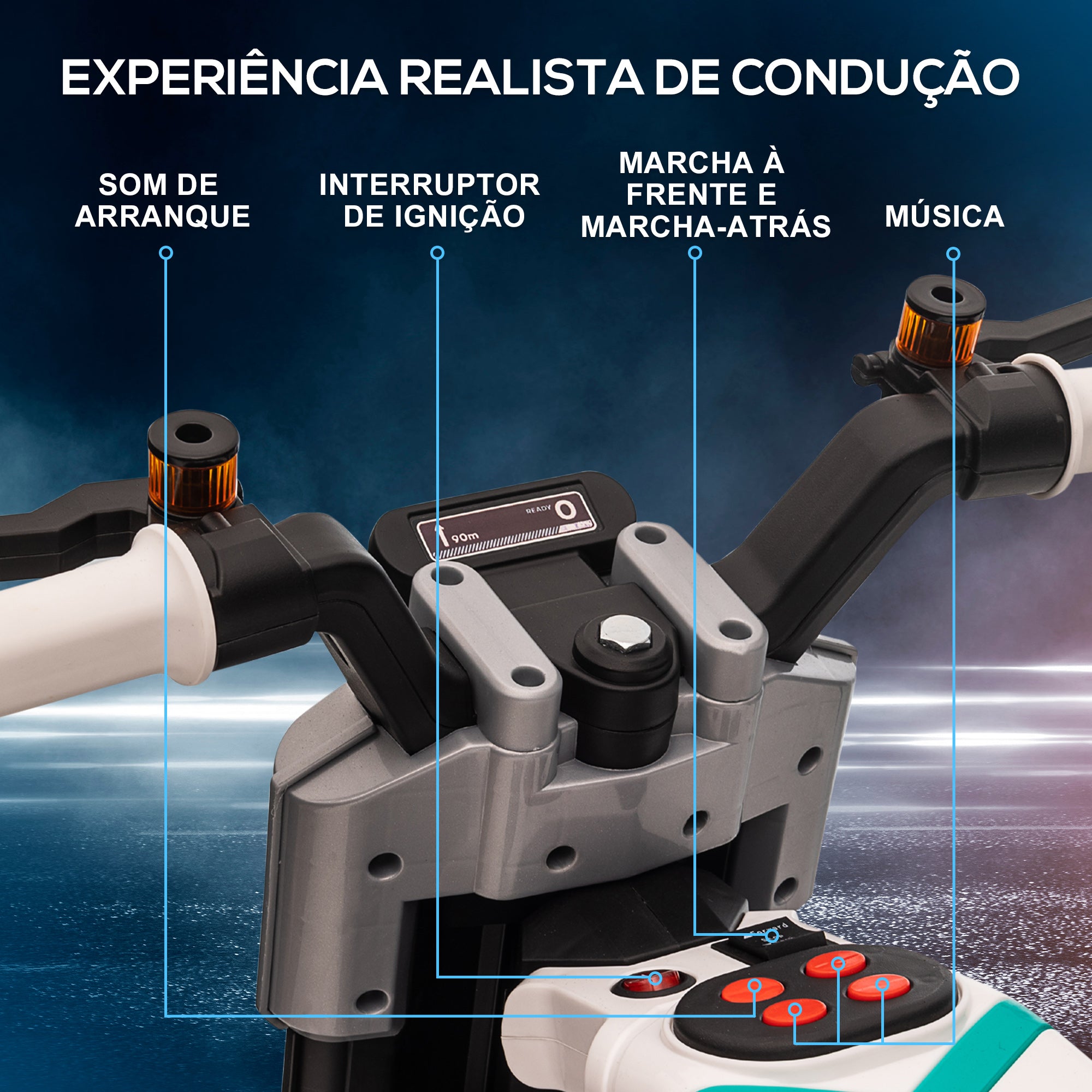 Mota Elétrica Infantil 86x44x58 cm Branca - Aventura e Diversão para Crianças