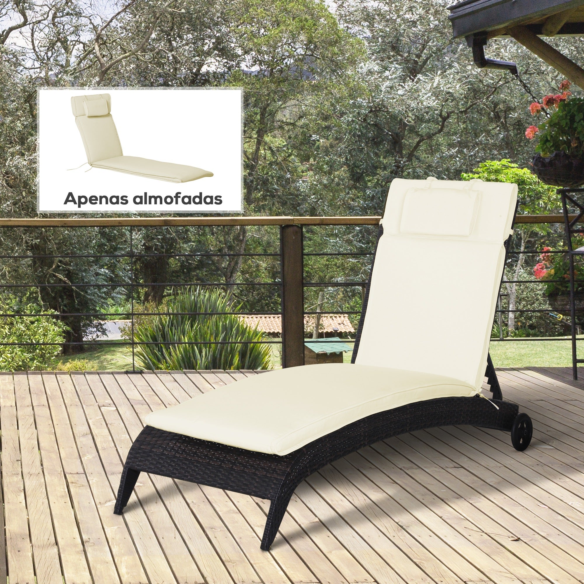 Almofada para Espreguiçadeira Creme 198x53x5cm - Conforto e Durabilidade