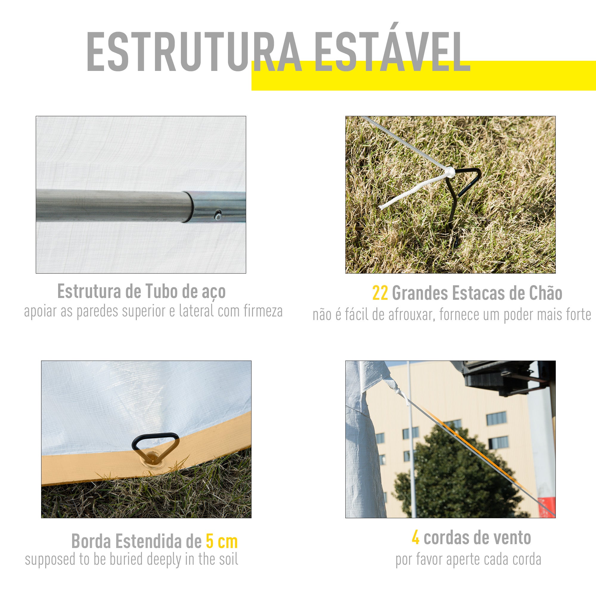 Tenda para Festas 8x4m com 4 Paredes Laterais e 8 Janelas - Blanco