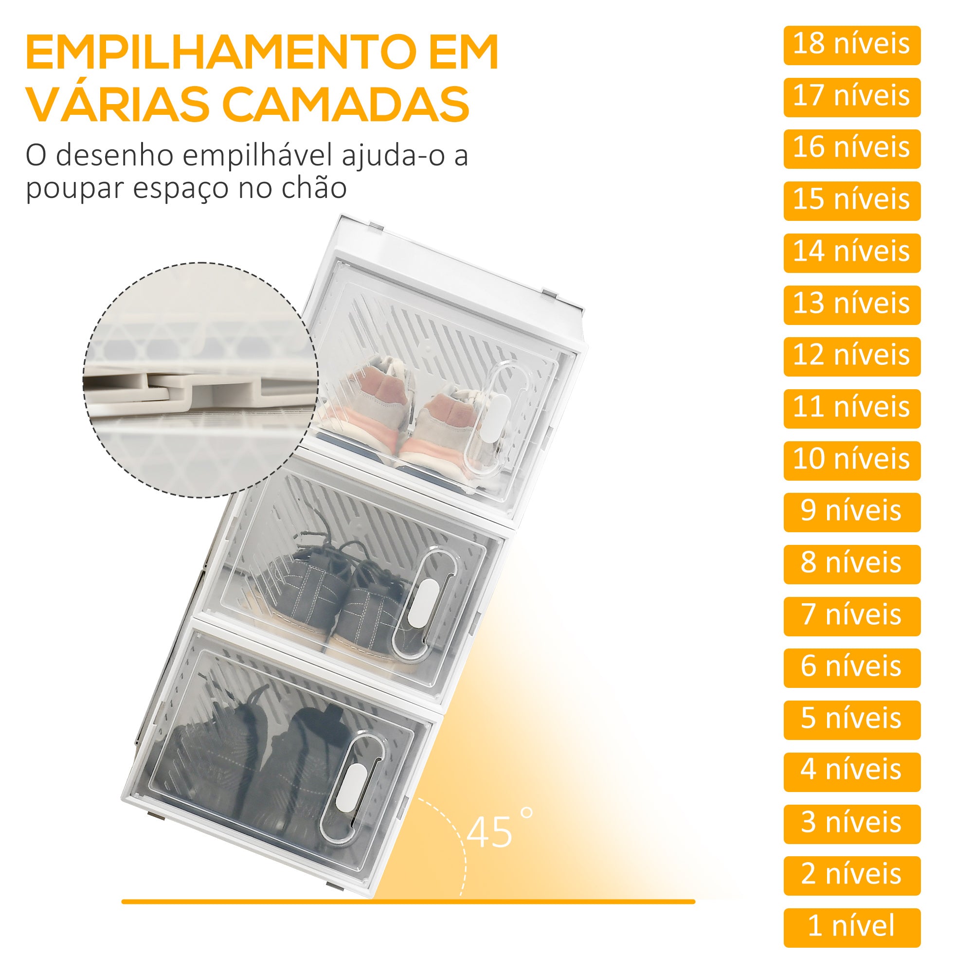 Armário Modular de Plástico Transparente 28x36x21cm - Organizador de Sapatos