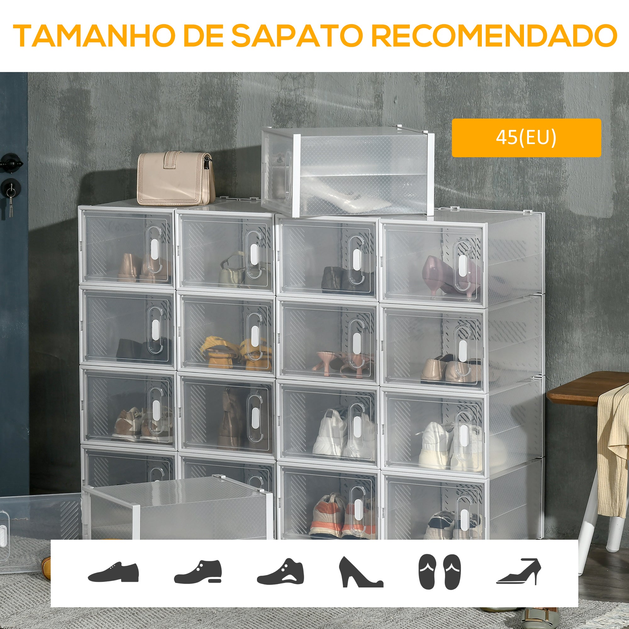 Armário Modular de Plástico Transparente 28x36x21cm - Organizador de Sapatos