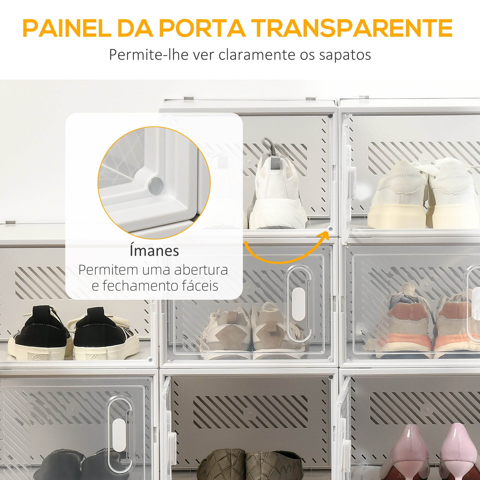Armário Modular de Plástico Transparente 28x36x21cm - Organizador de Sapatos