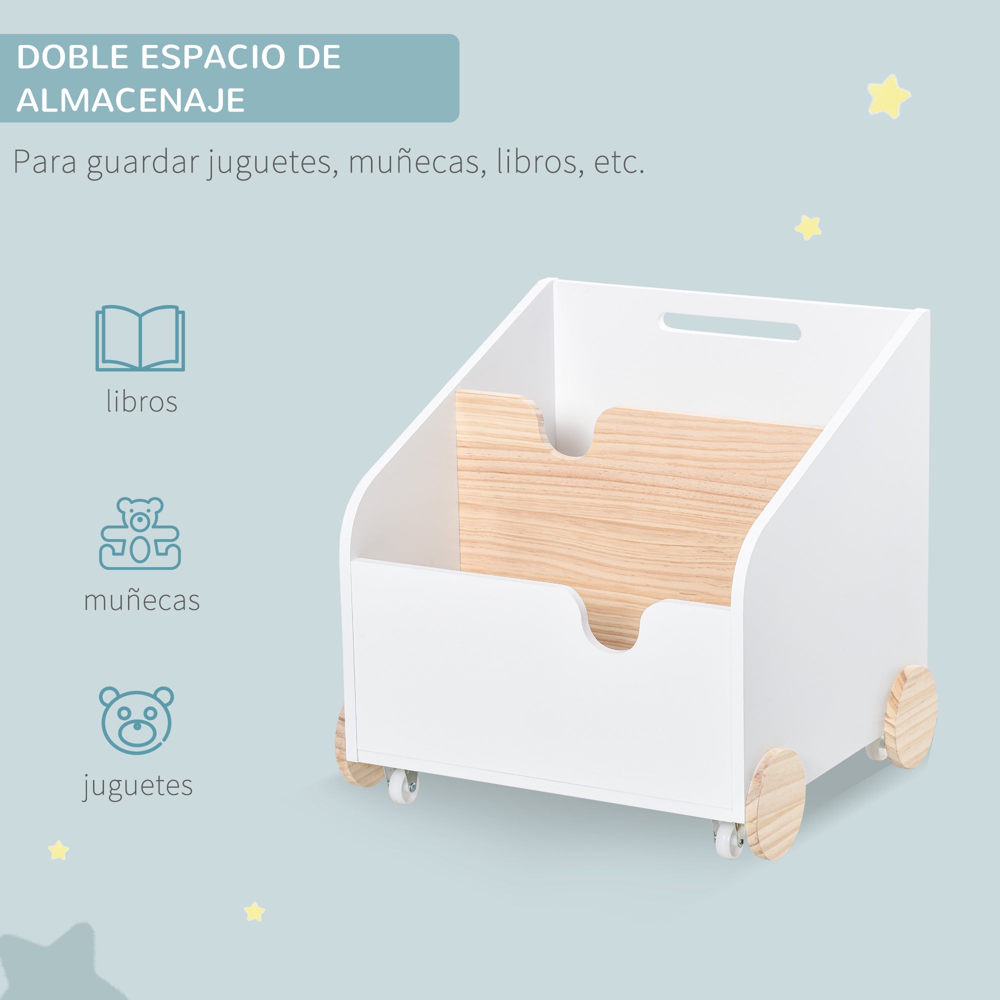 Caixa de Armazenamento Infantil com Rodas 40x43x43cm - Branco