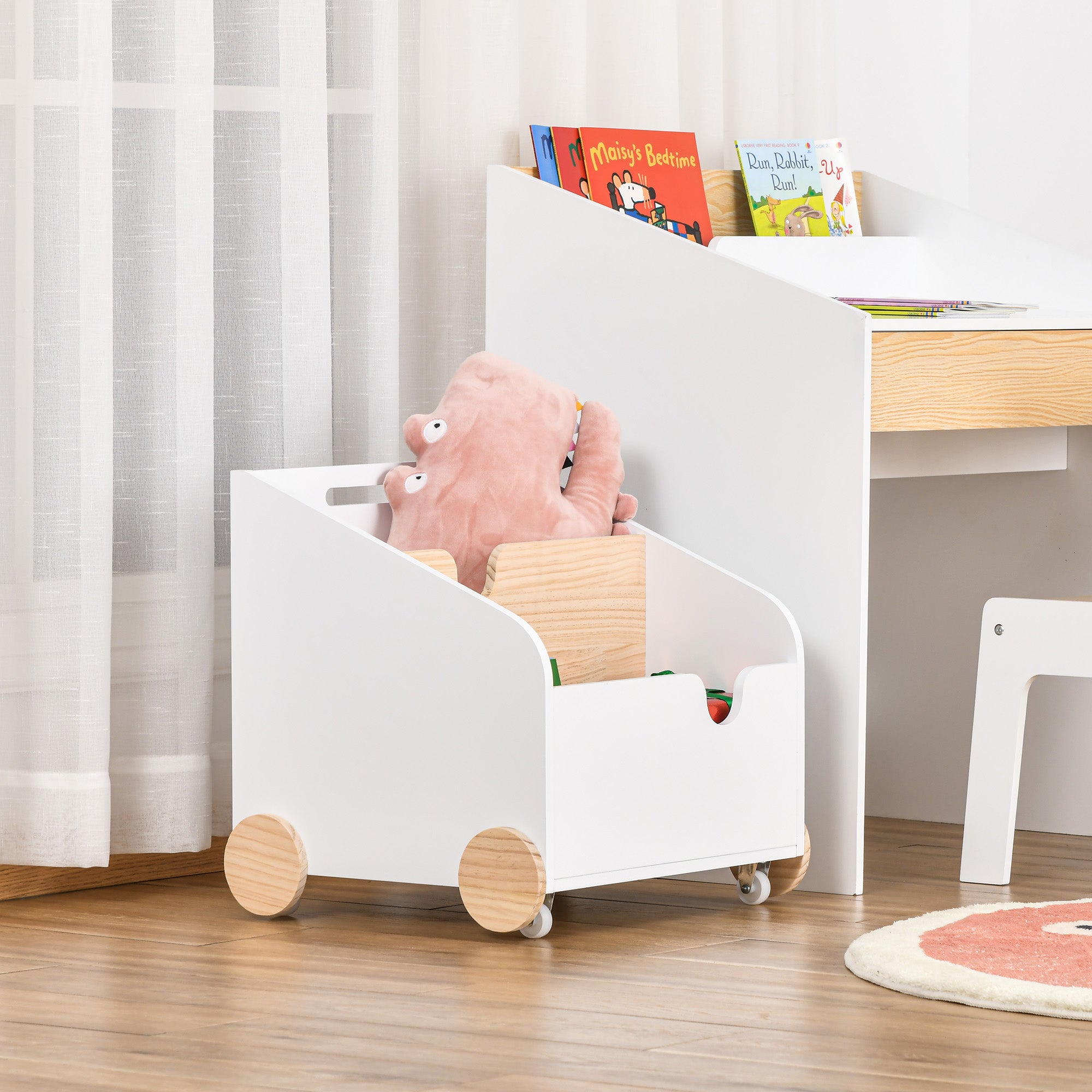 Caixa de Armazenamento Infantil com Rodas 40x43x43cm - Branco