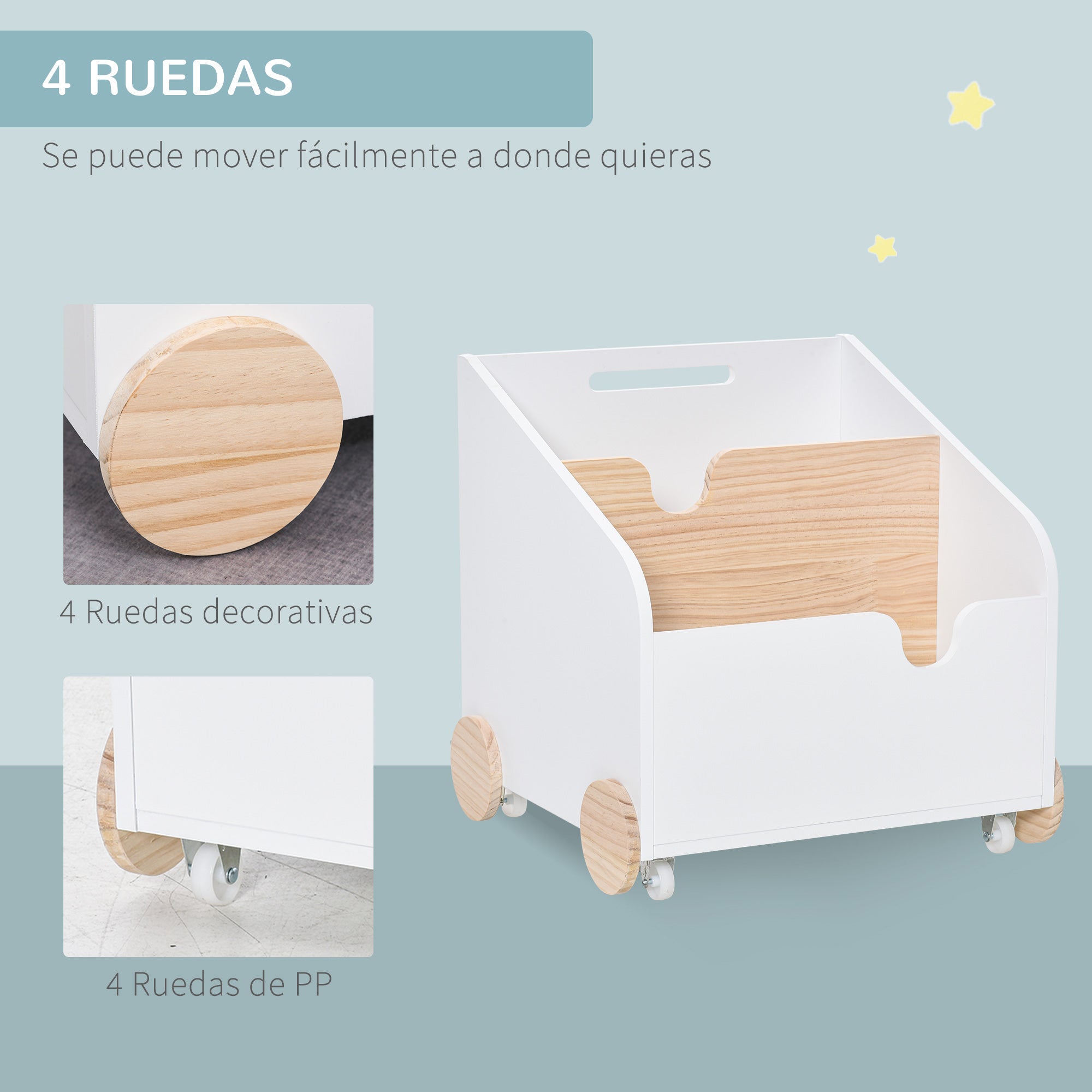 Caixa de Armazenamento Infantil com Rodas 40x43x43cm - Branco