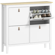 Sapateira Estreita de Entrada com 4 Gavetas Abatíveis - 105x24x95,5 cm - Branco