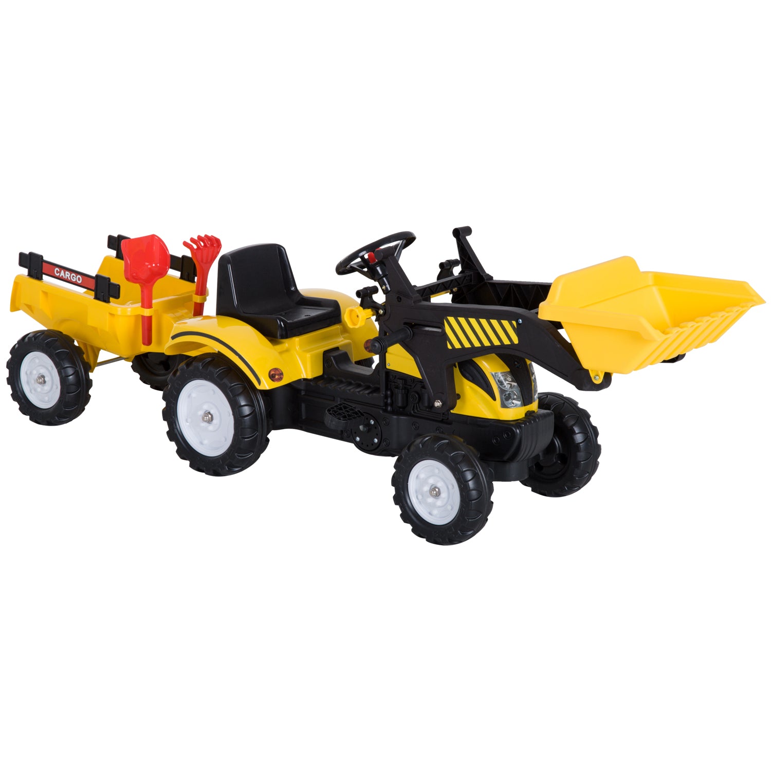 Trator de Pedais para Crianças 167x41x52 cm - Cor Amarillo