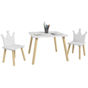 Conjunto de Mesa e Cadeiras Infantis Coroa Branca 60x60x44 cm