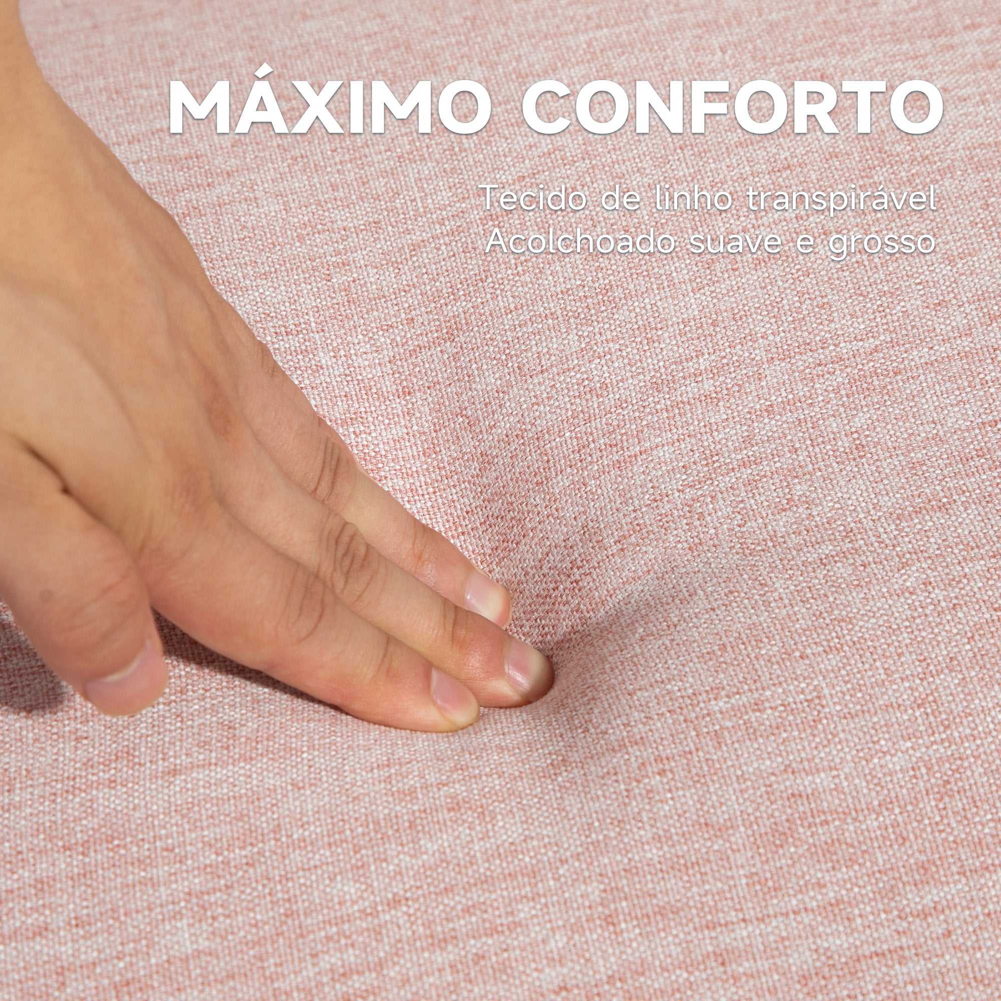 Sofá Cama 2 Lugares Rosa 173x75x73 cm - Encosto Ajustável em 3 Posições