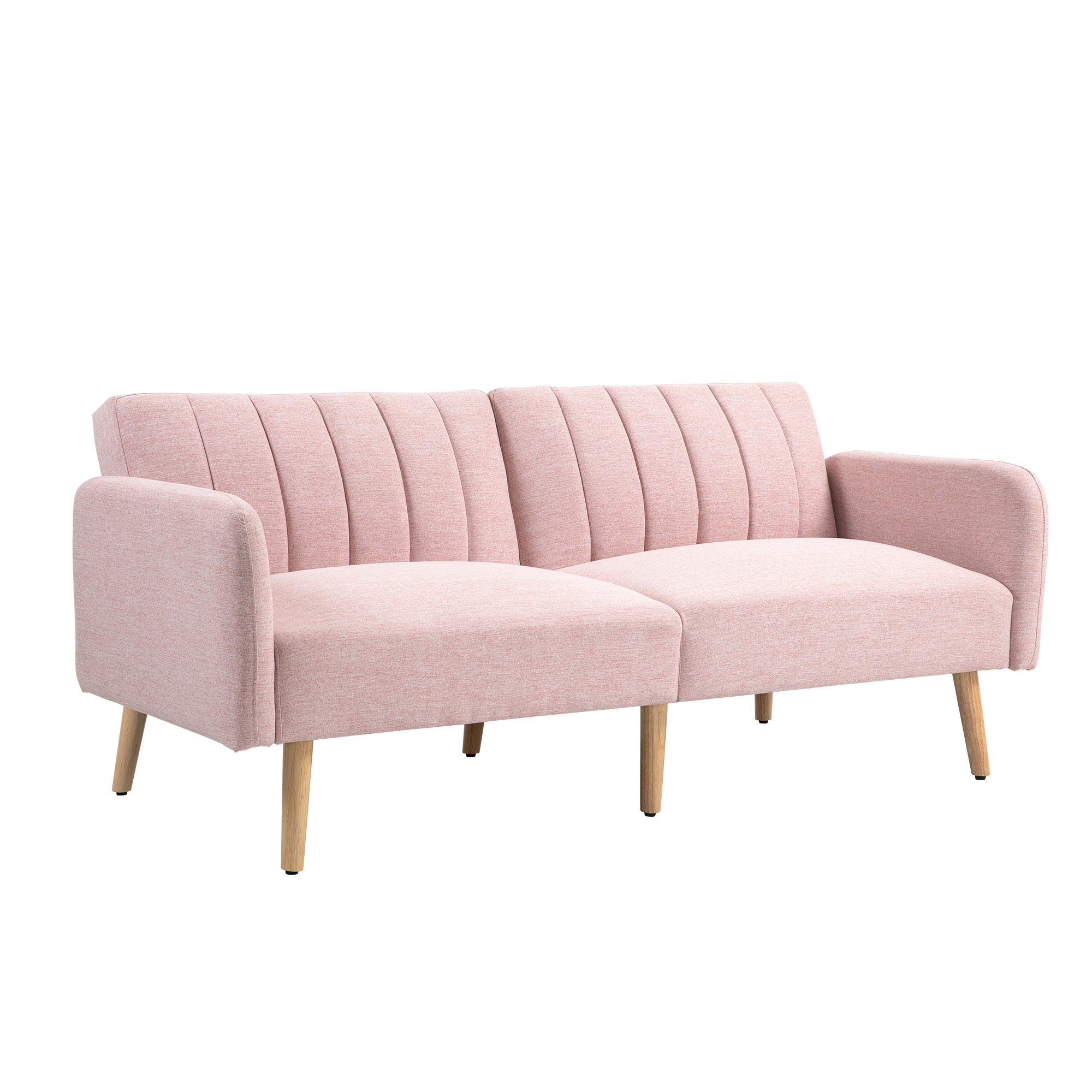 Sofá Cama 2 Lugares Rosa 173x75x73 cm - Encosto Ajustável em 3 Posições
