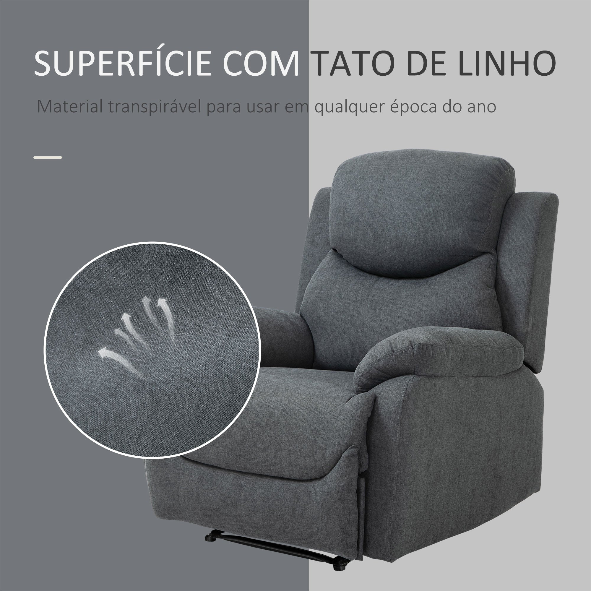 Poltrona Reclinável Ergonômica Cinza Escuro 97x96x105,5cm