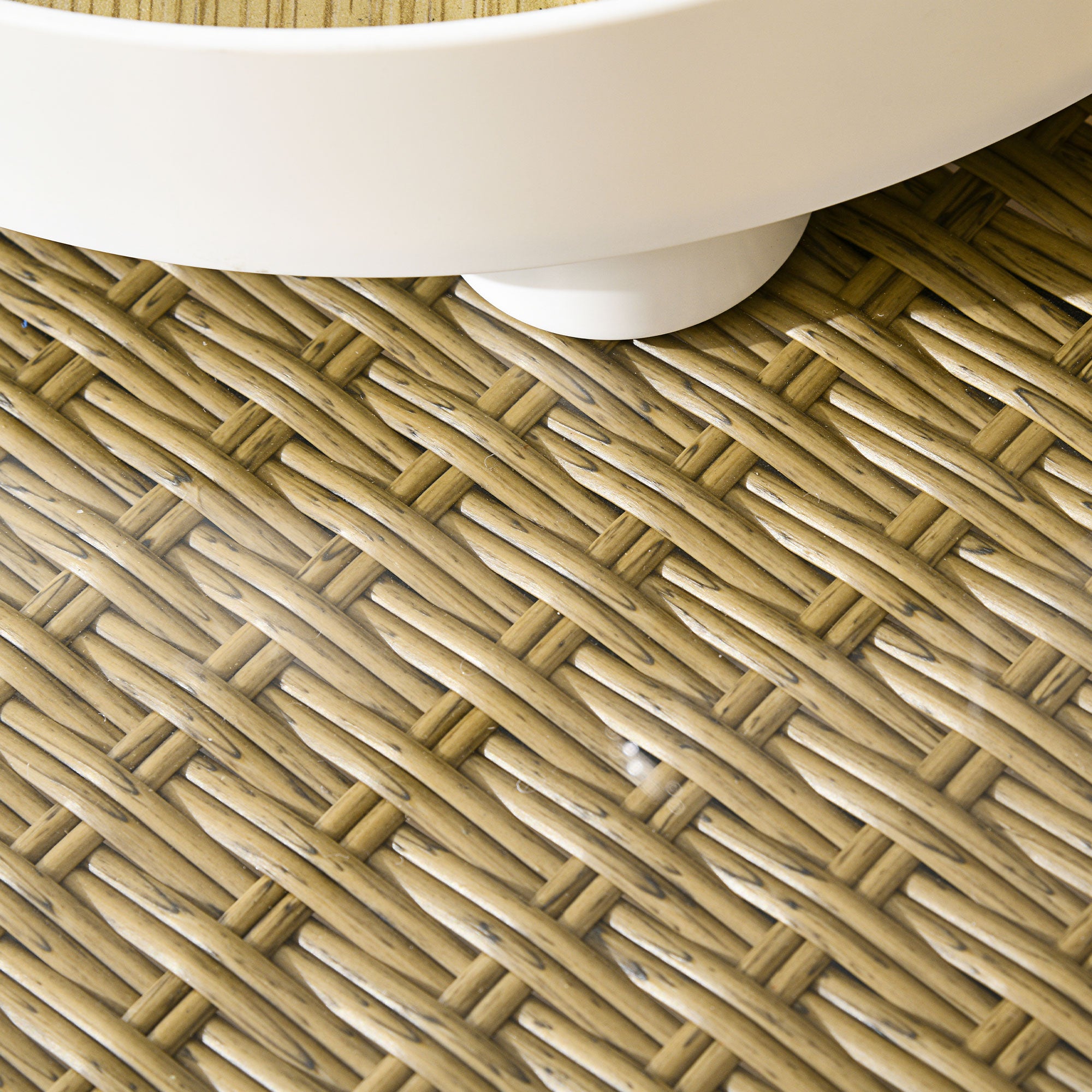 Conjunto de Refeição de Vime Sintético 7 Peças - Cor de Madeira Natural - 153x89x74 cm