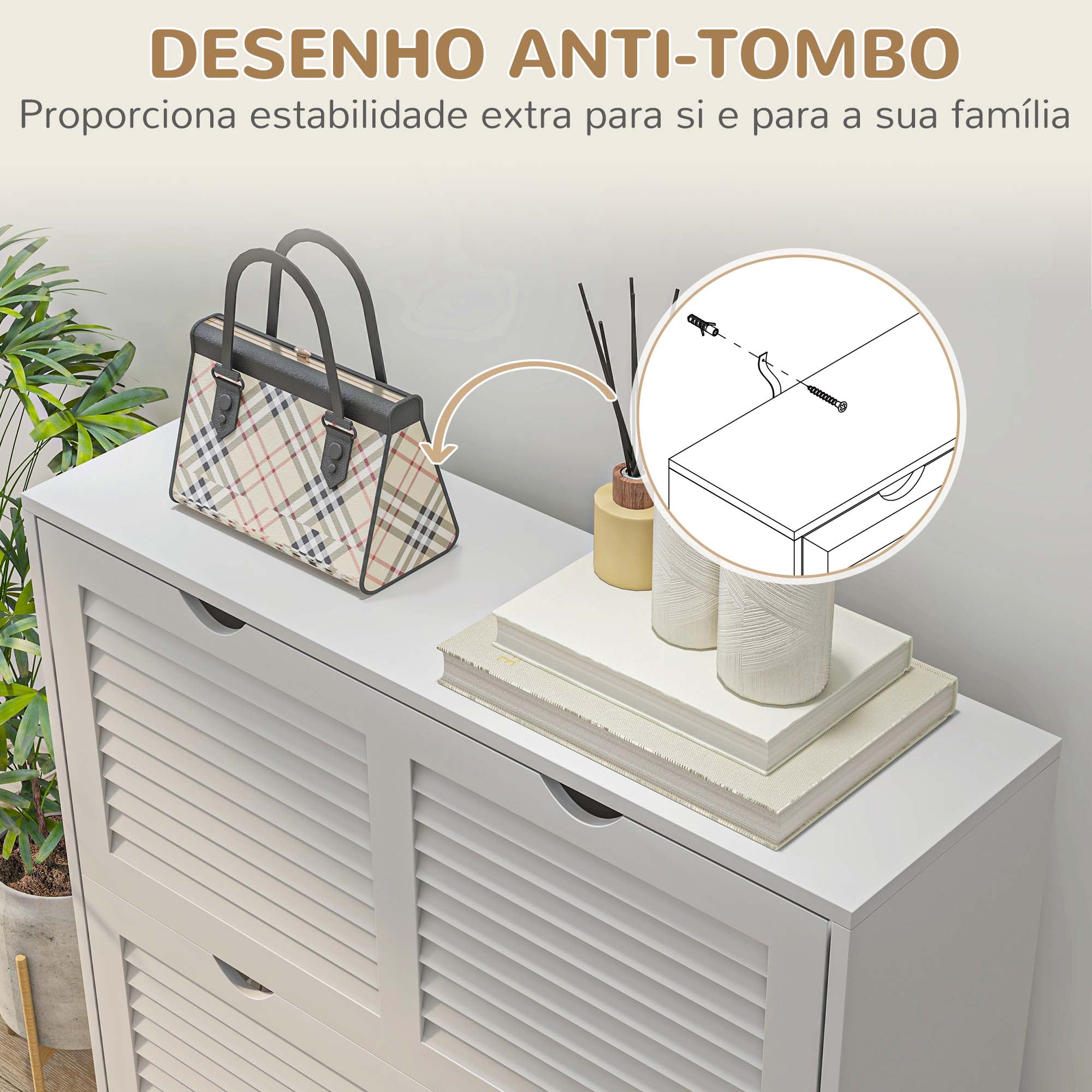 Sapateira Moderna Branca 81,5x25x83 cm - Organize 16 Pares de Sapatos com Estilo