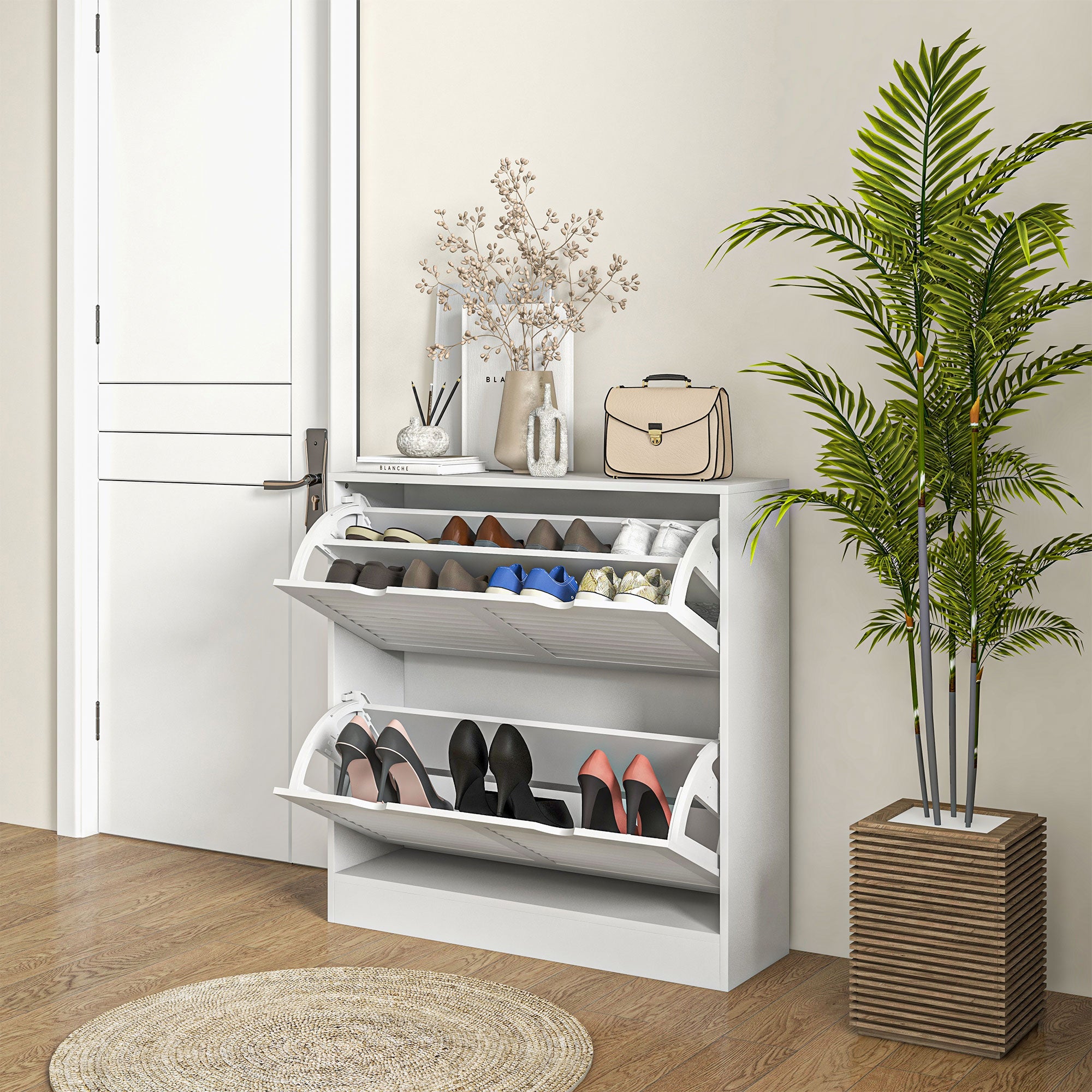 Sapateira Moderna Branca 81,5x25x83 cm - Organize 16 Pares de Sapatos com Estilo