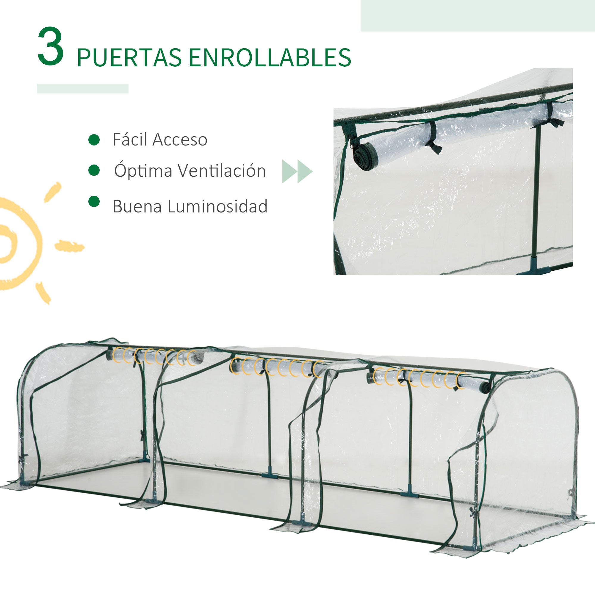 Estufa para Jardim em PVC Transparente 300x100x80 cm - Cor: Transparente