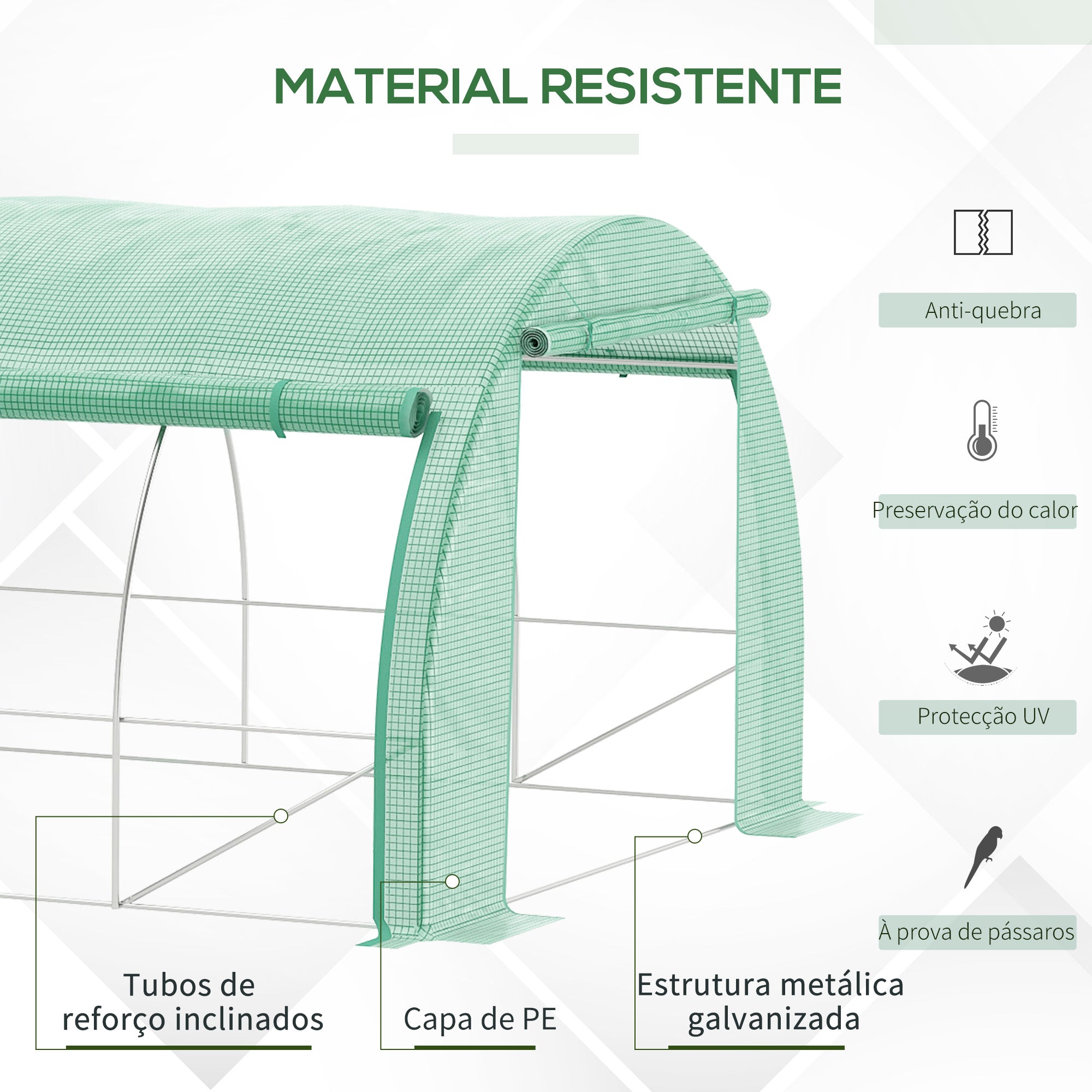Estufa de Jardim – 397x300x200 cm – Verde – Aço Galvanizado