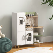 Cozinha de Brinquedo de Madeira – 84x34x89 cm – Branco – MDF, madeira de pinho, aço inoxidável, PP