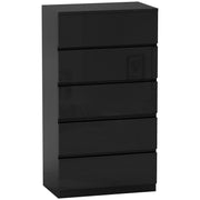 Cómoda de Madeira com 5 Gavetas - Preto 55x34x100 cm