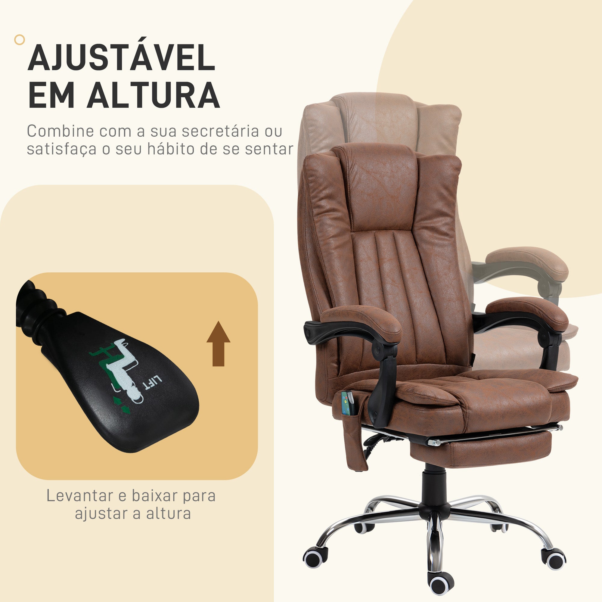 Cadeira de Massagem com 6 Pontos de Massagem - Marrom (62x67x113-120 cm)