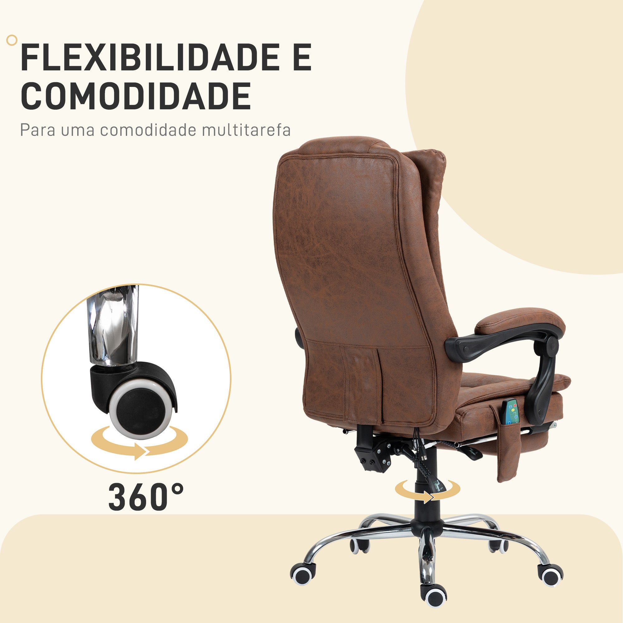 Cadeira de Massagem com 6 Pontos de Massagem - Marrom (62x67x113-120 cm)