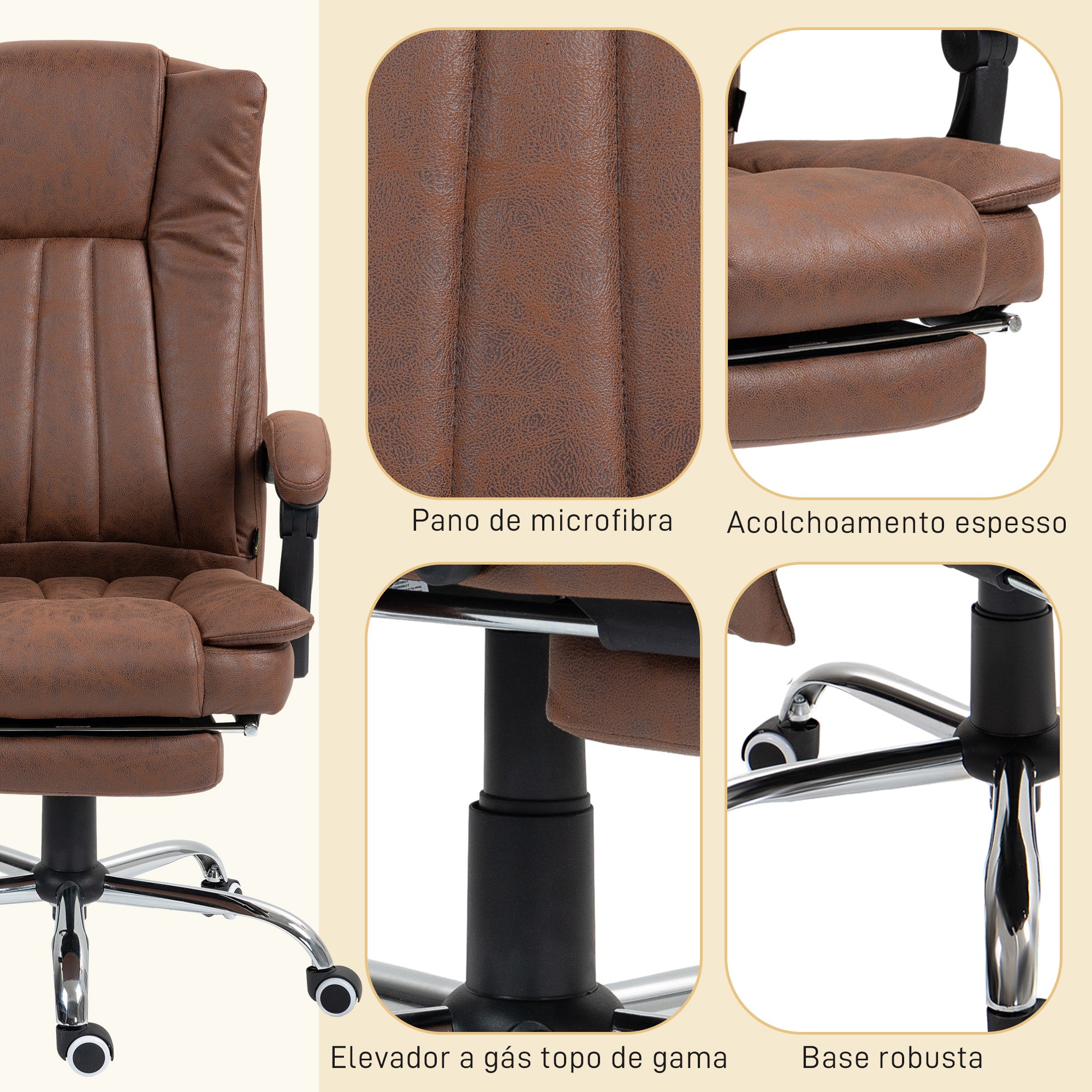 Cadeira de Massagem com 6 Pontos de Massagem - Marrom (62x67x113-120 cm)