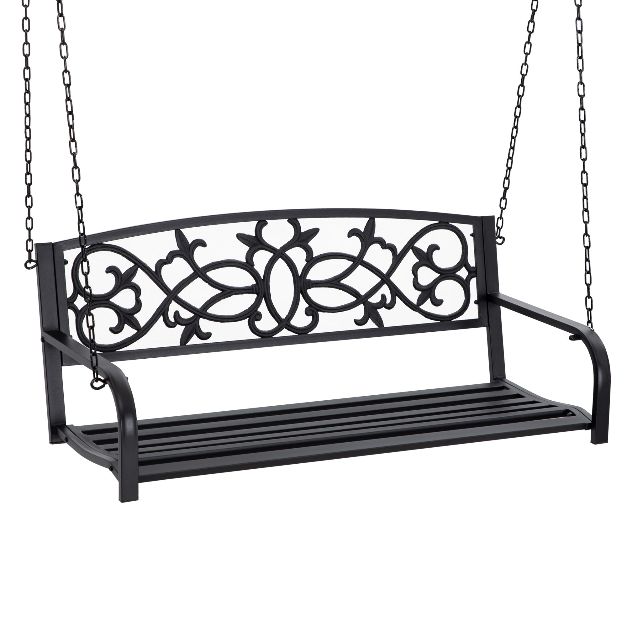 Banco Baloiço de 2 Lugares Preto 127x59,5x52cm - Aço Resistente para Jardim