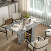 Mesa de Jantar Dobrável em Madeira – 75x140x74 cm – Cinzento