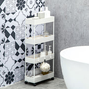 Carrinho Auxiliar de Armazenamento 4 Cestas 4 Ganchos 40x19x90 cm Branco