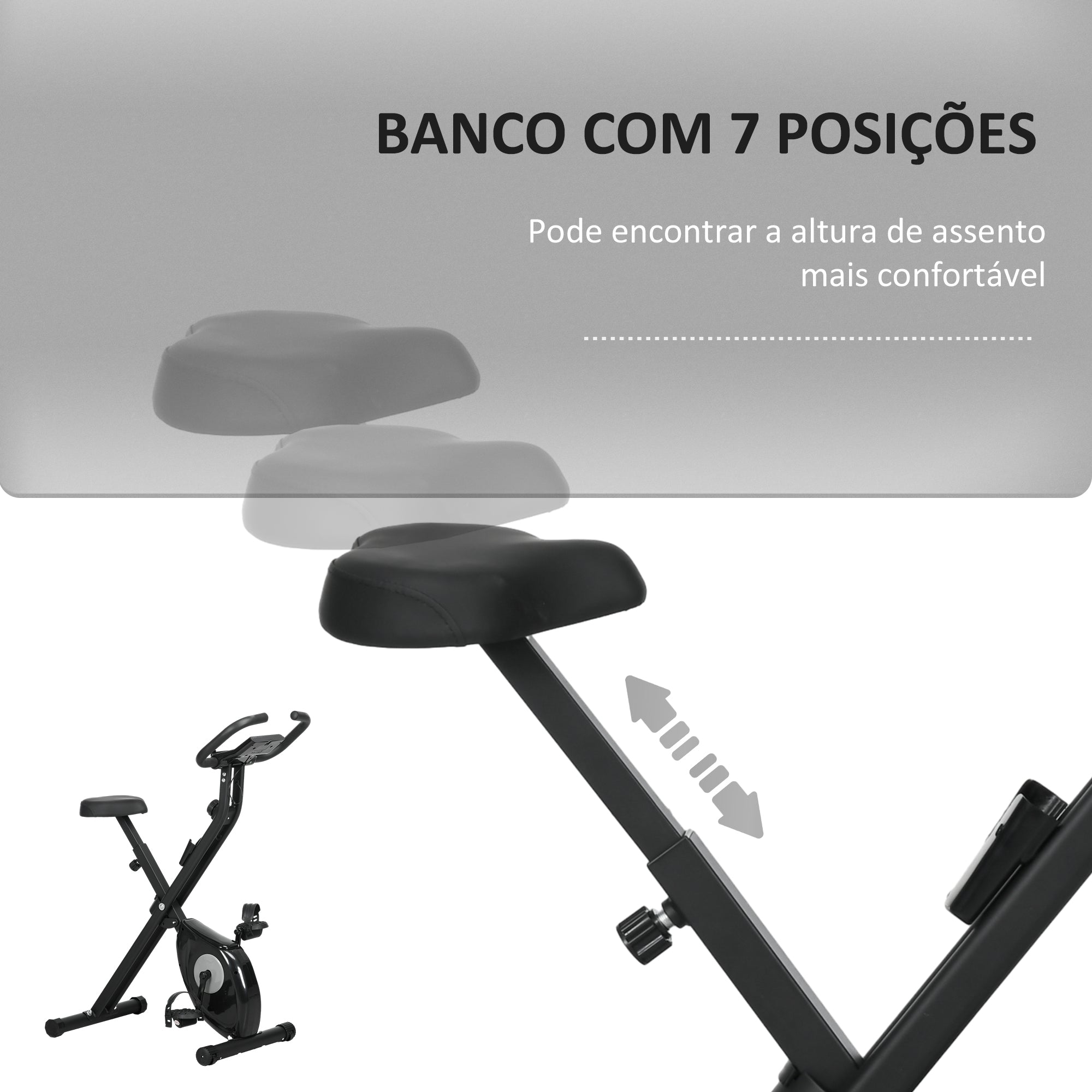 Bicicleta Estática Dobrável 43x85x109 cm Preto