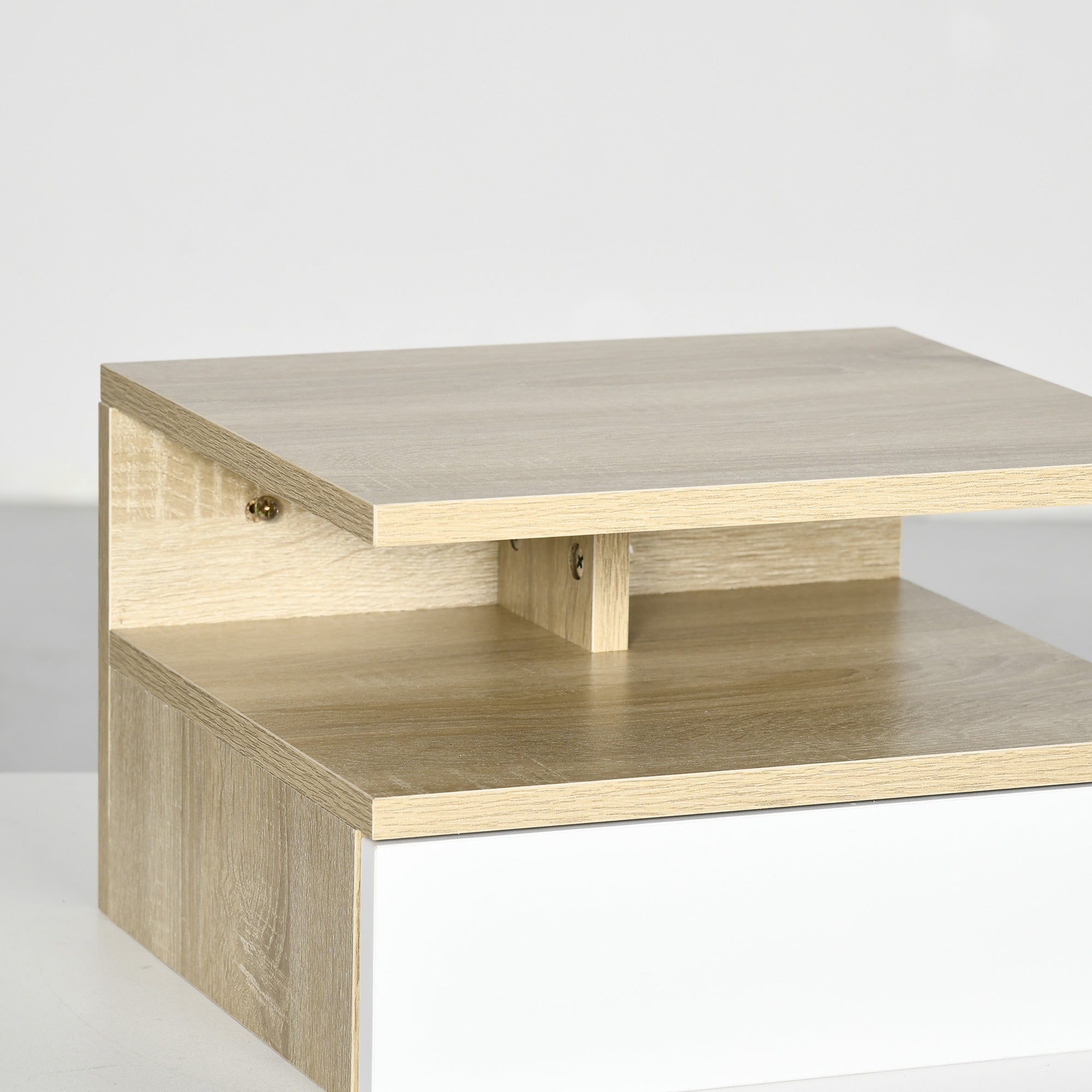 Mesinhas de Cabeceira Flutuantes 35x32x22,5 cm Branco e Madeira