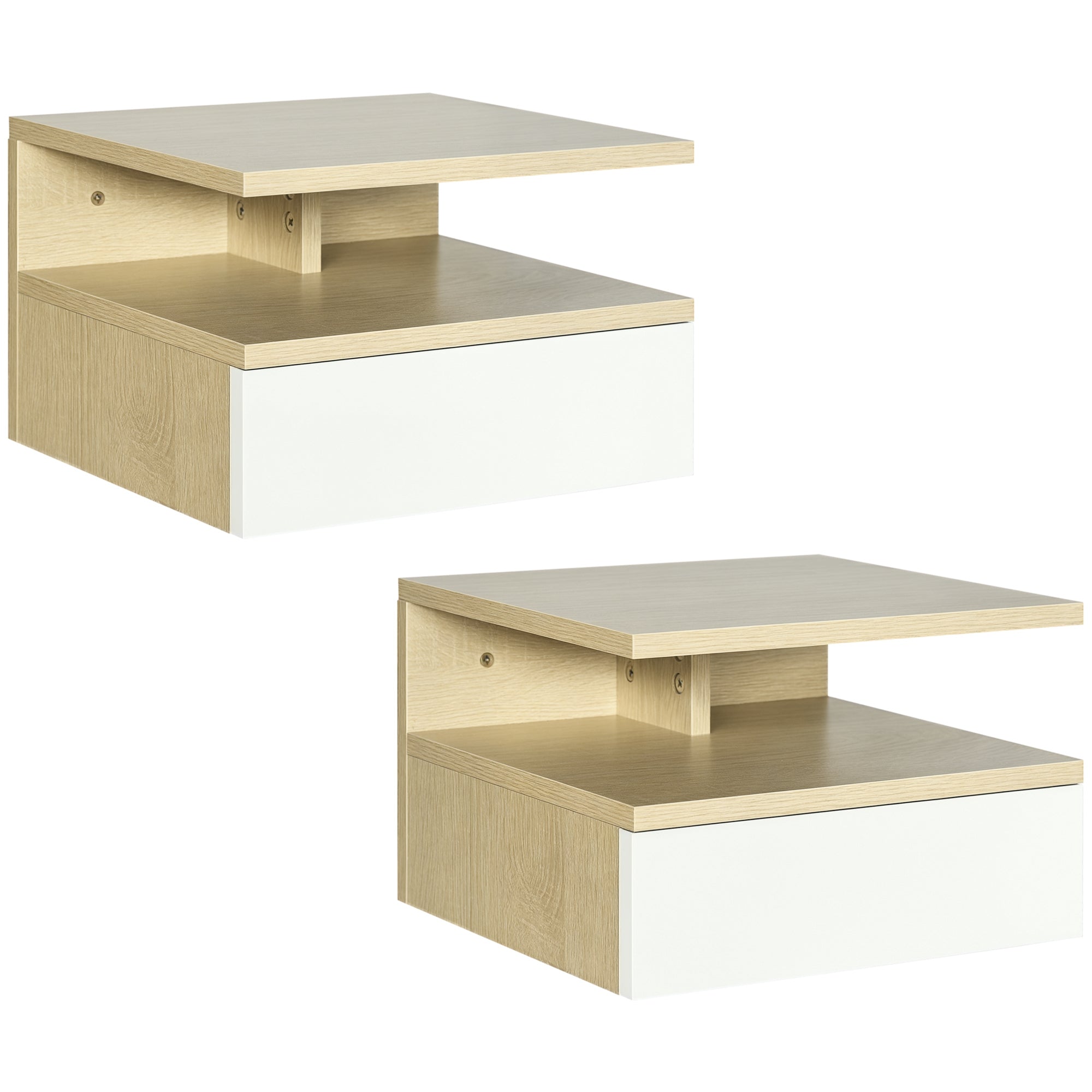 Mesinhas de Cabeceira Flutuantes 35x32x22,5 cm Branco e Madeira