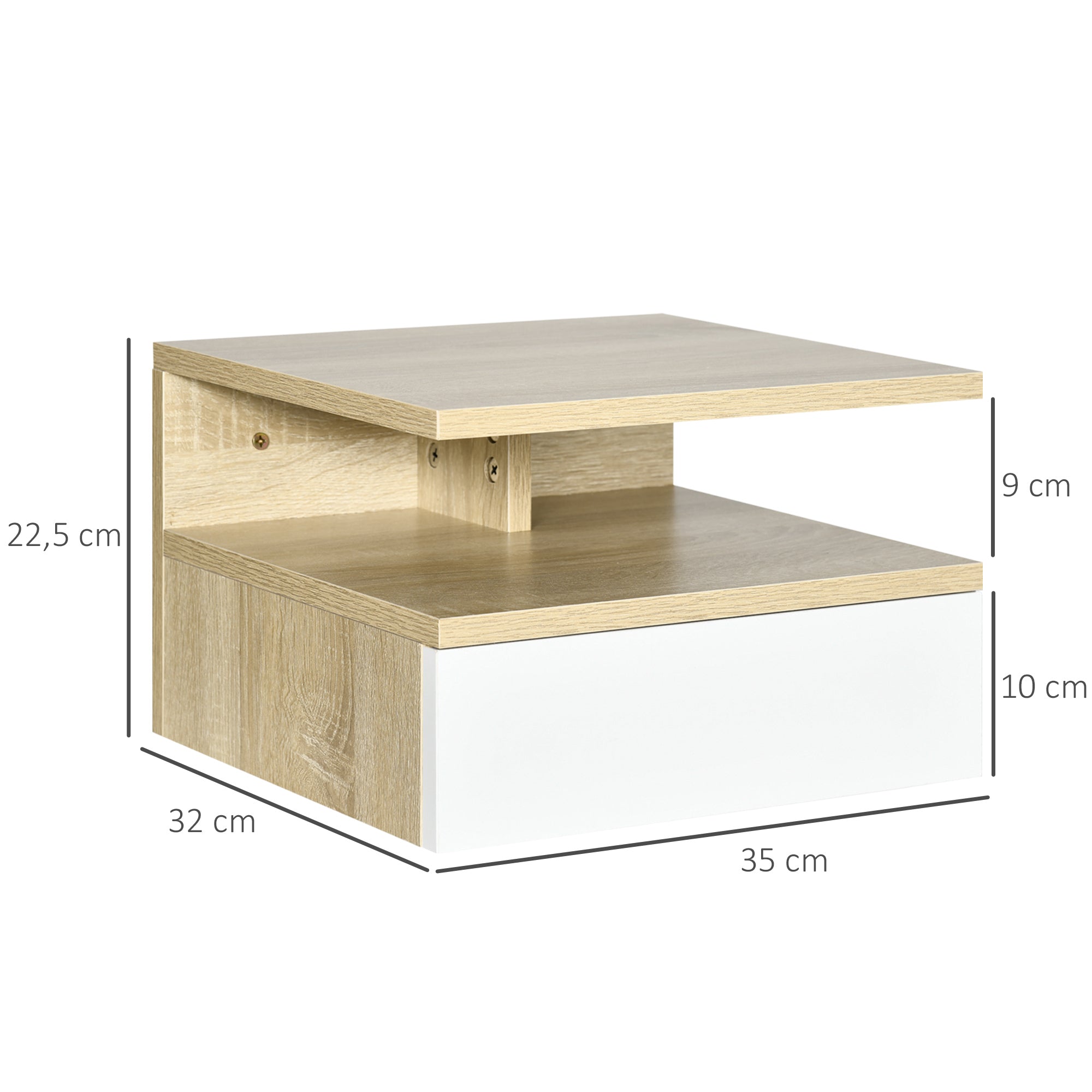 Mesinhas de Cabeceira Flutuantes 35x32x22,5 cm Branco e Madeira