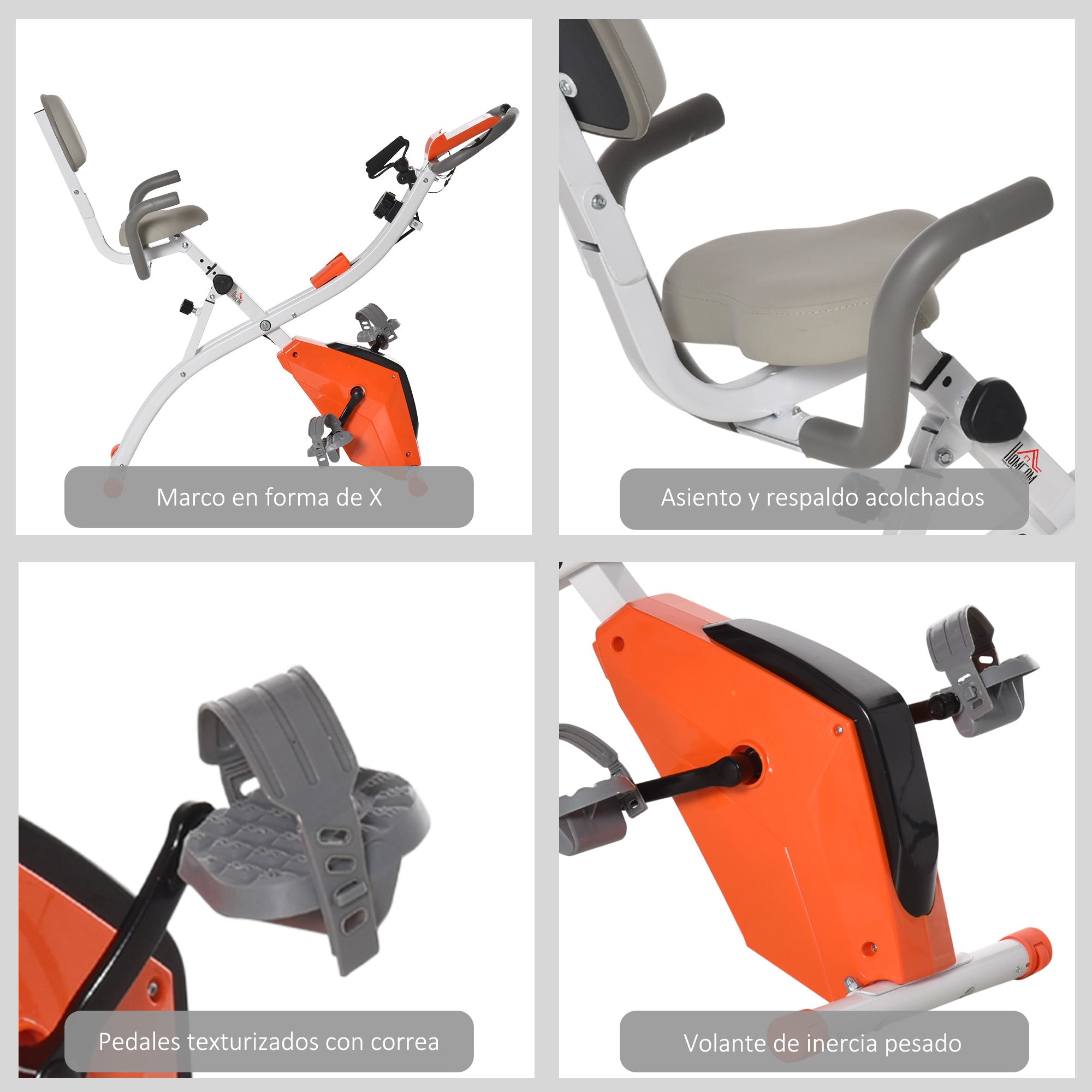 Bicicleta Estática Dobrável Laranja 51x97x115cm