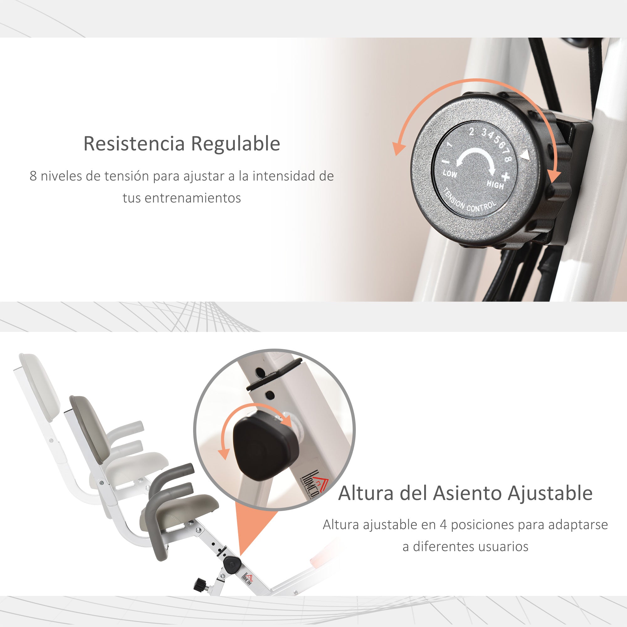 Bicicleta Estática Dobrável Laranja 51x97x115cm