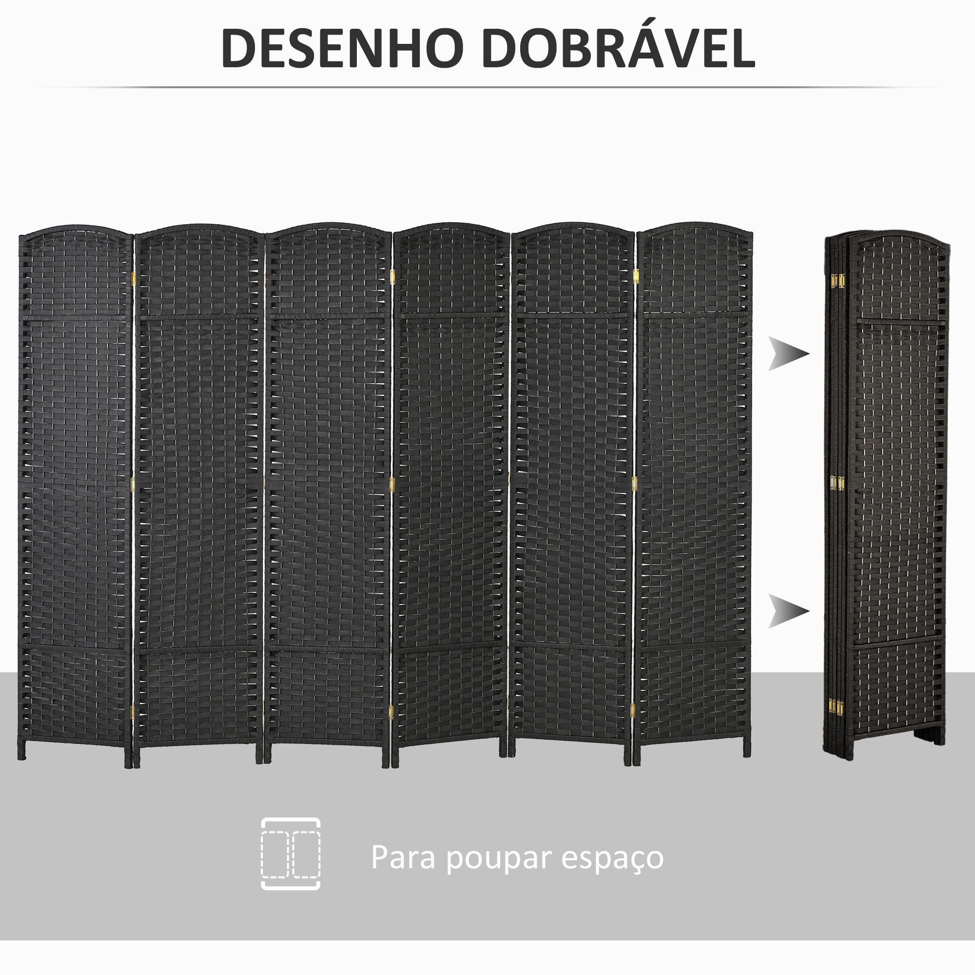 Biombo Separador de Ambientes 240x170 cm Preto