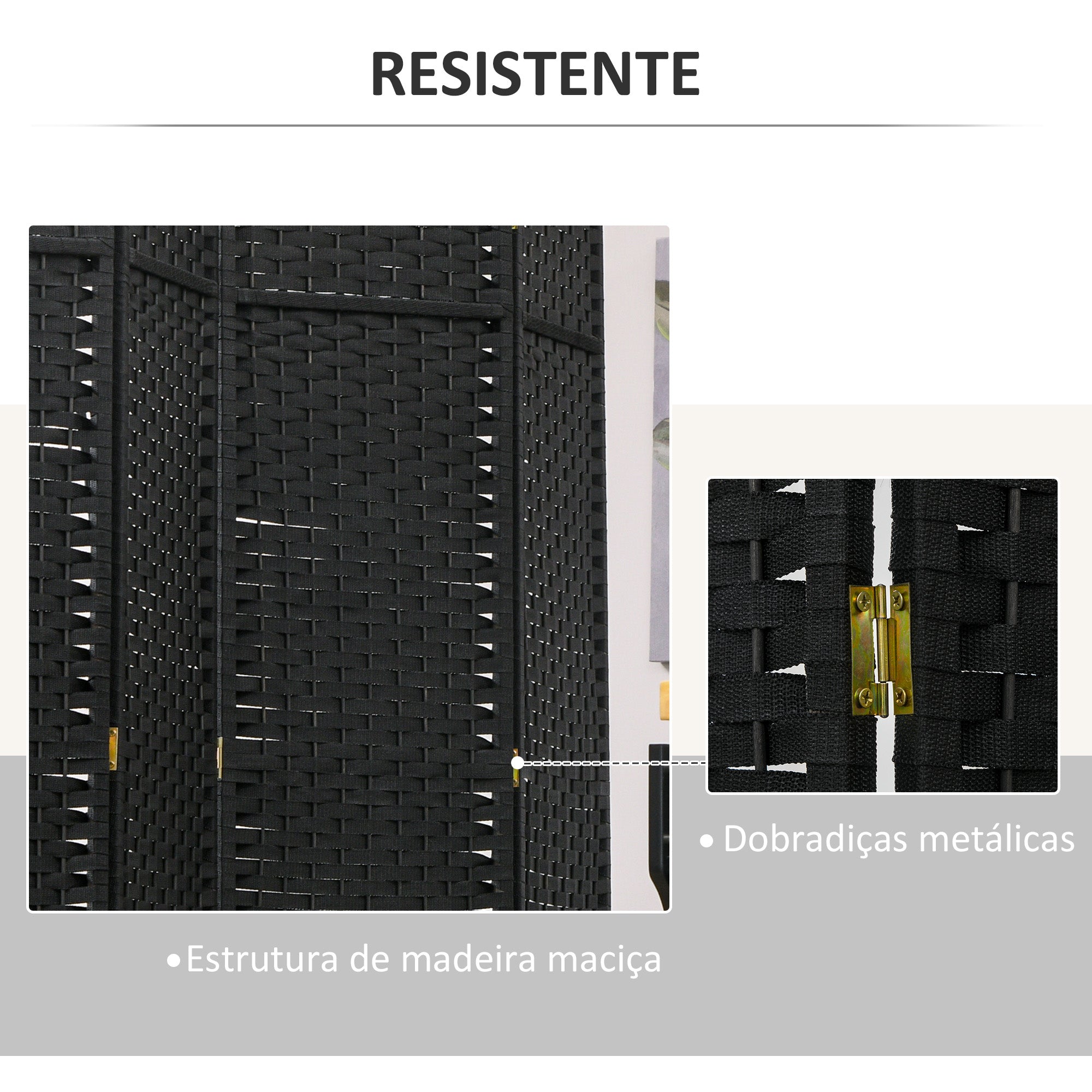 Biombo Separador de Ambientes 240x170 cm Preto