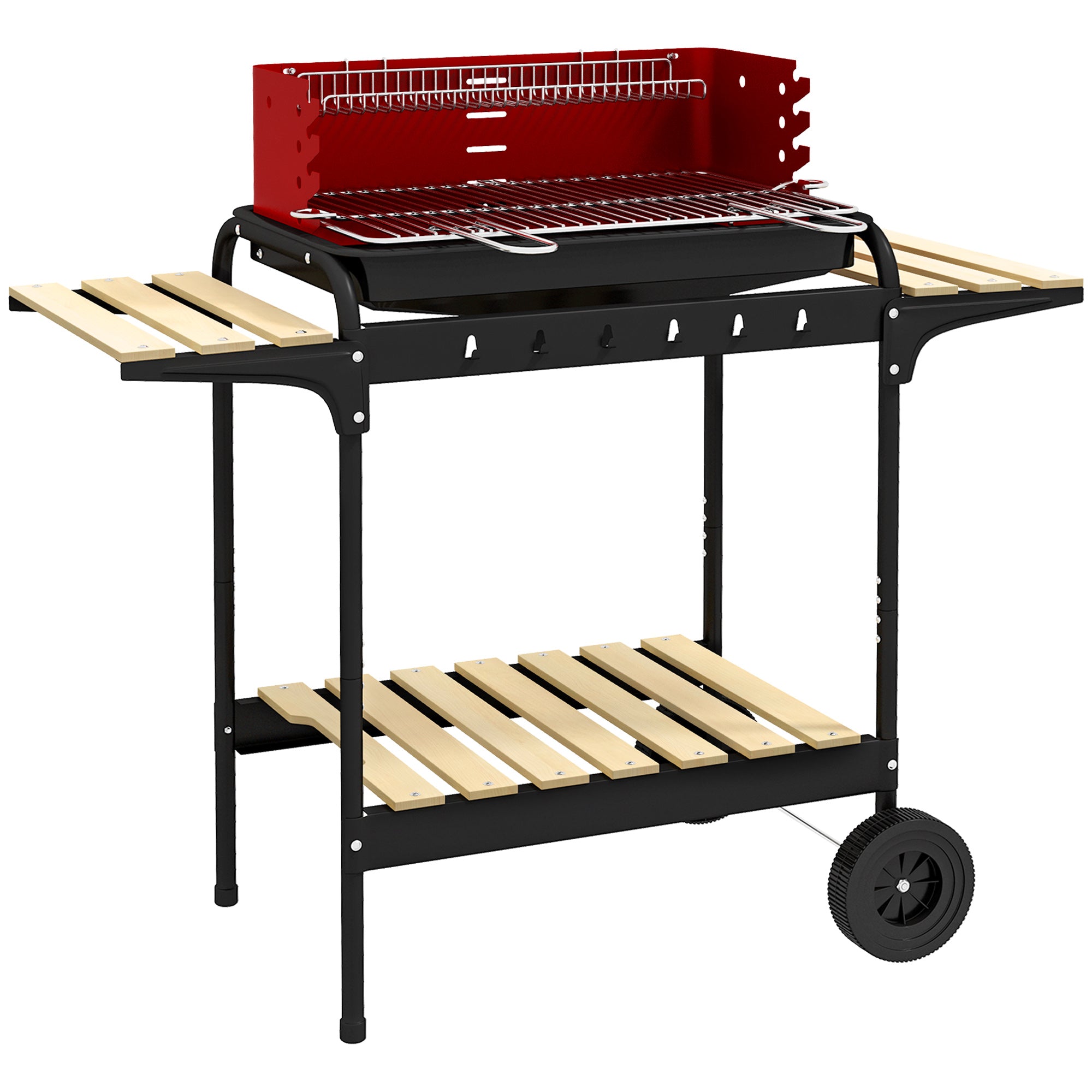 Barbecue a Carvão Portátil 103x47x95 cm Vermelho e Preto