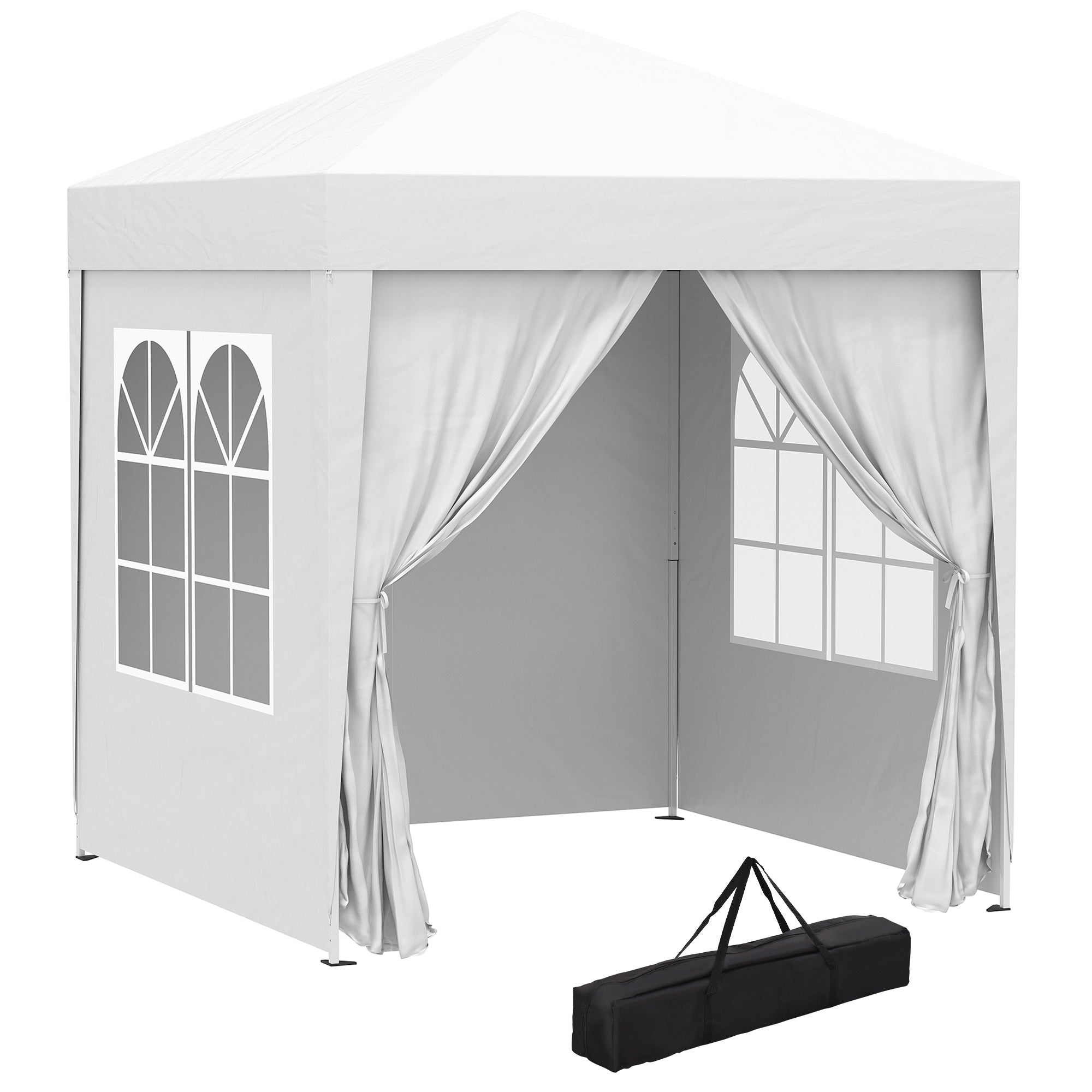 Tenda Dobrável Branca 2x2x2,45m com 4 Paredes - Tecido Oxford