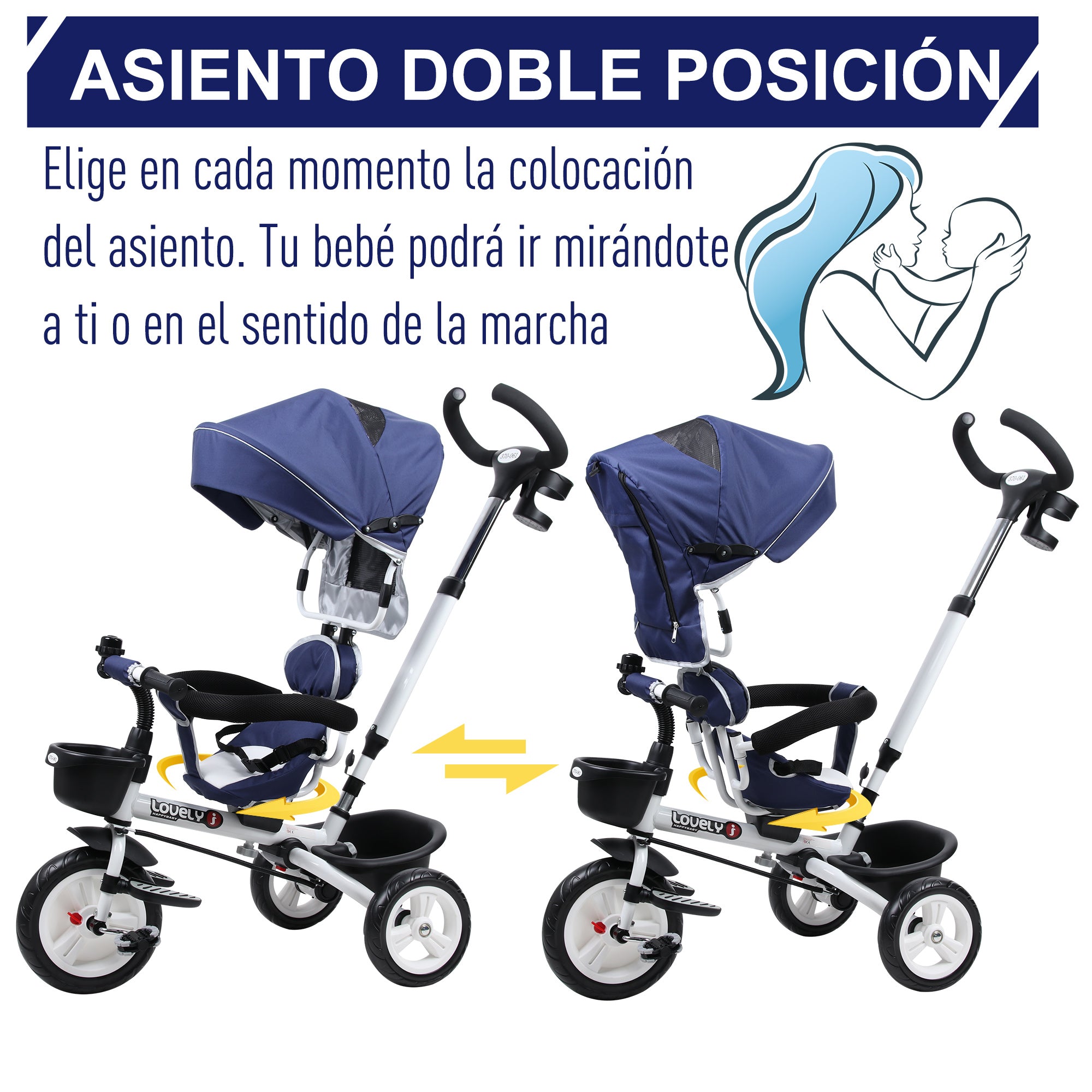Triciclo Infantil 4 em 1 Azul 118x53x105 cm