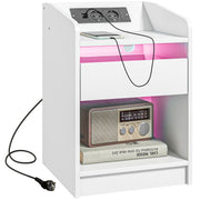 Mesa de Cabeceira com Luzes LED 40x40x58 cm - Branco