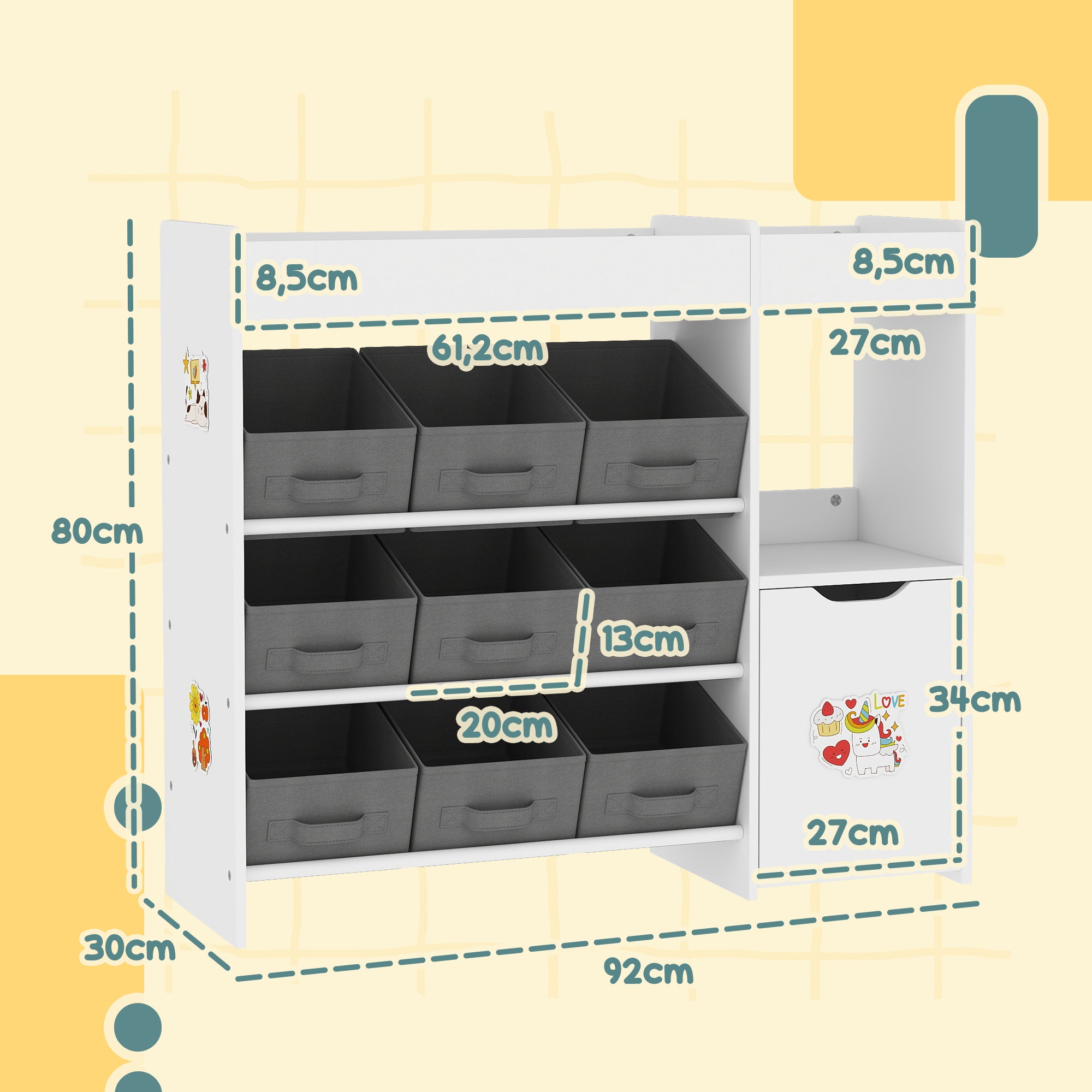 Organizador de Brinquedos Infantil 92x30x80 cm - Branco